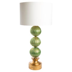 Pair of Murano Glass and Gold Leaf Wooden based Table Lamps - Mazzuccto Murano 