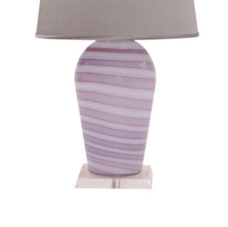 Striped Italian Murano Glass Table Lamps, 1970's In Good Condition For Sale In Phoenix, AZ