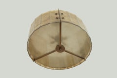 Pair of Murano Glass and Patinated Brass Drum Chandelier, in Stock