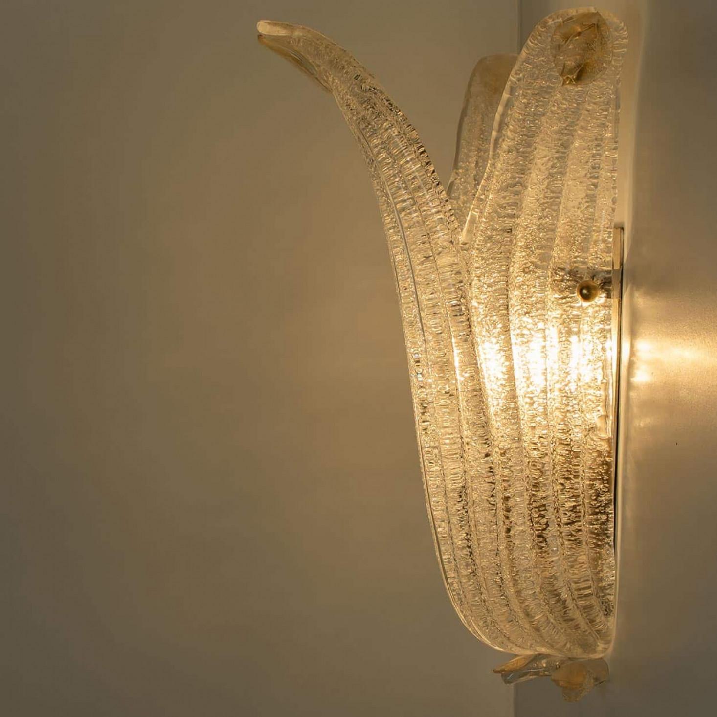 Pair of Murano Glass and Wall Sconces in Style of Barovier & Toso, Italy 1970 For Sale 4
