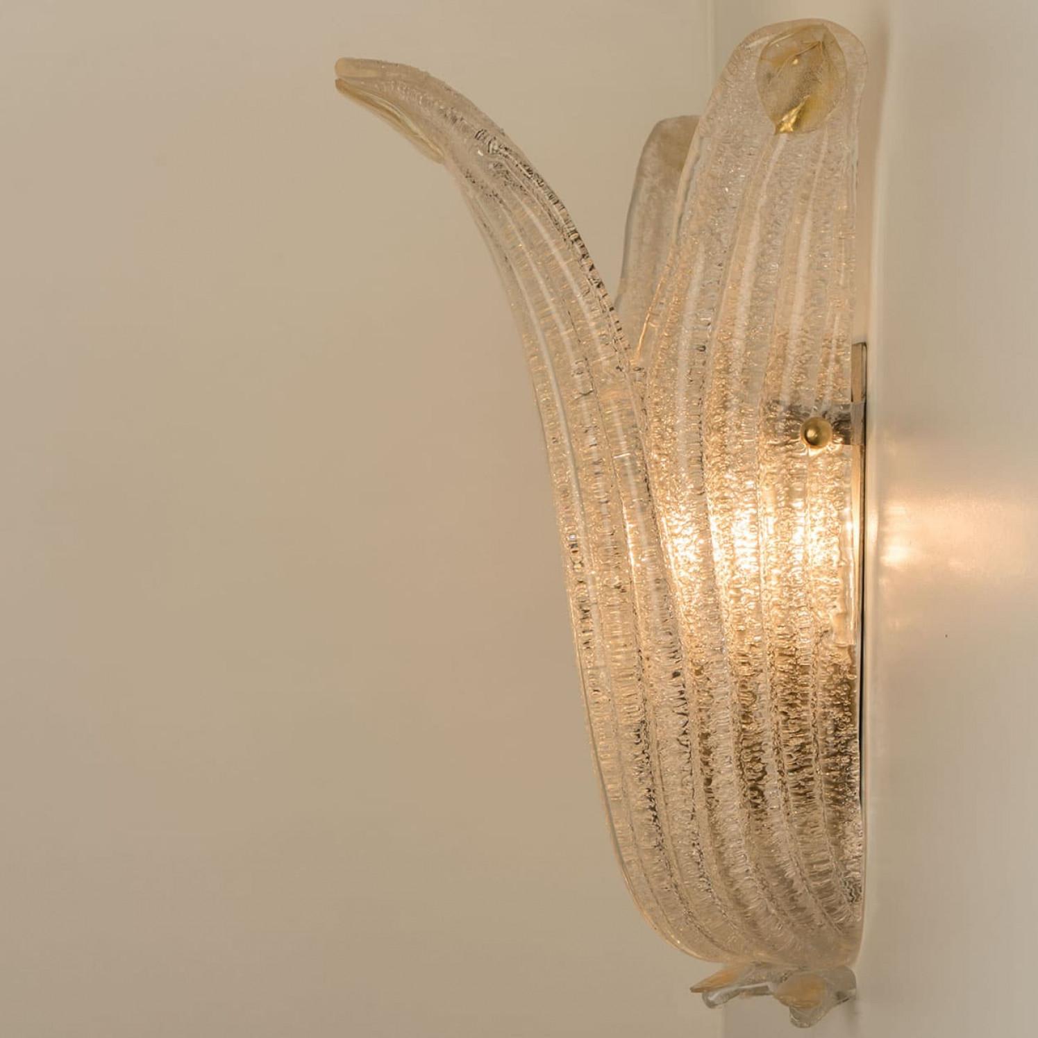Pair of Murano Glass and Wall Sconces in Style of Barovier & Toso, Italy 1970 For Sale 5