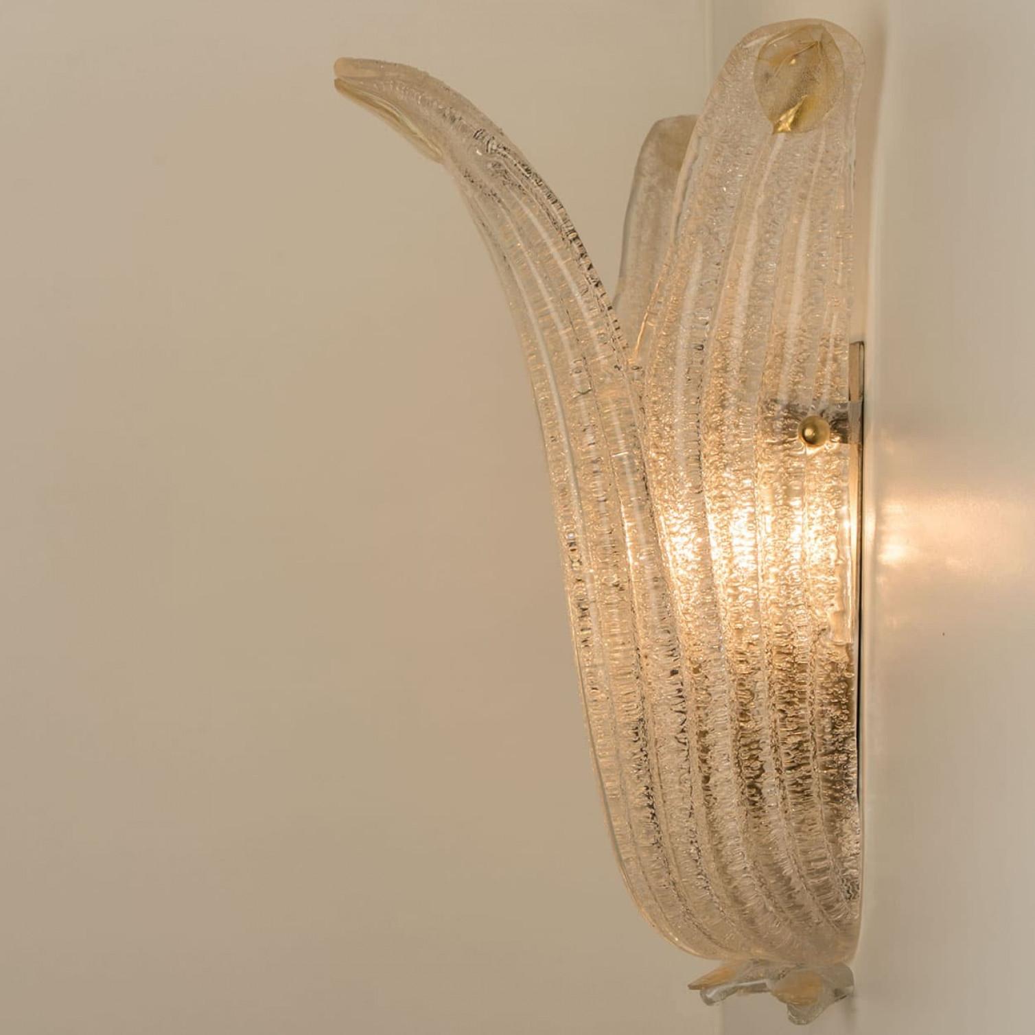 Coppia di lampade da parete in vetro di Murano nello stile di Barovier&Toso, Italia 1970 in vendita 5