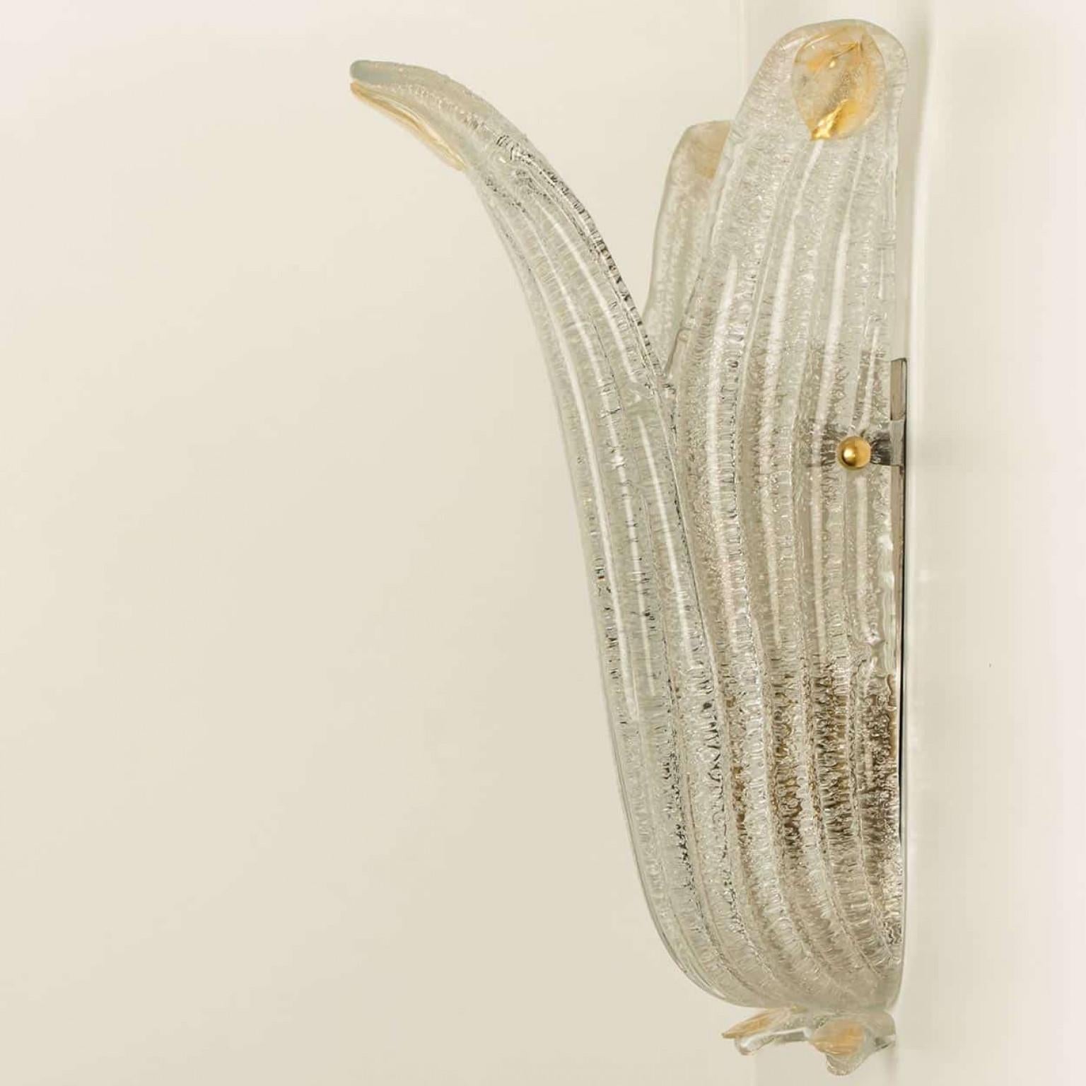 Pair of Murano Glass and Wall Sconces in Style of Barovier & Toso, Italy 1970 For Sale 6