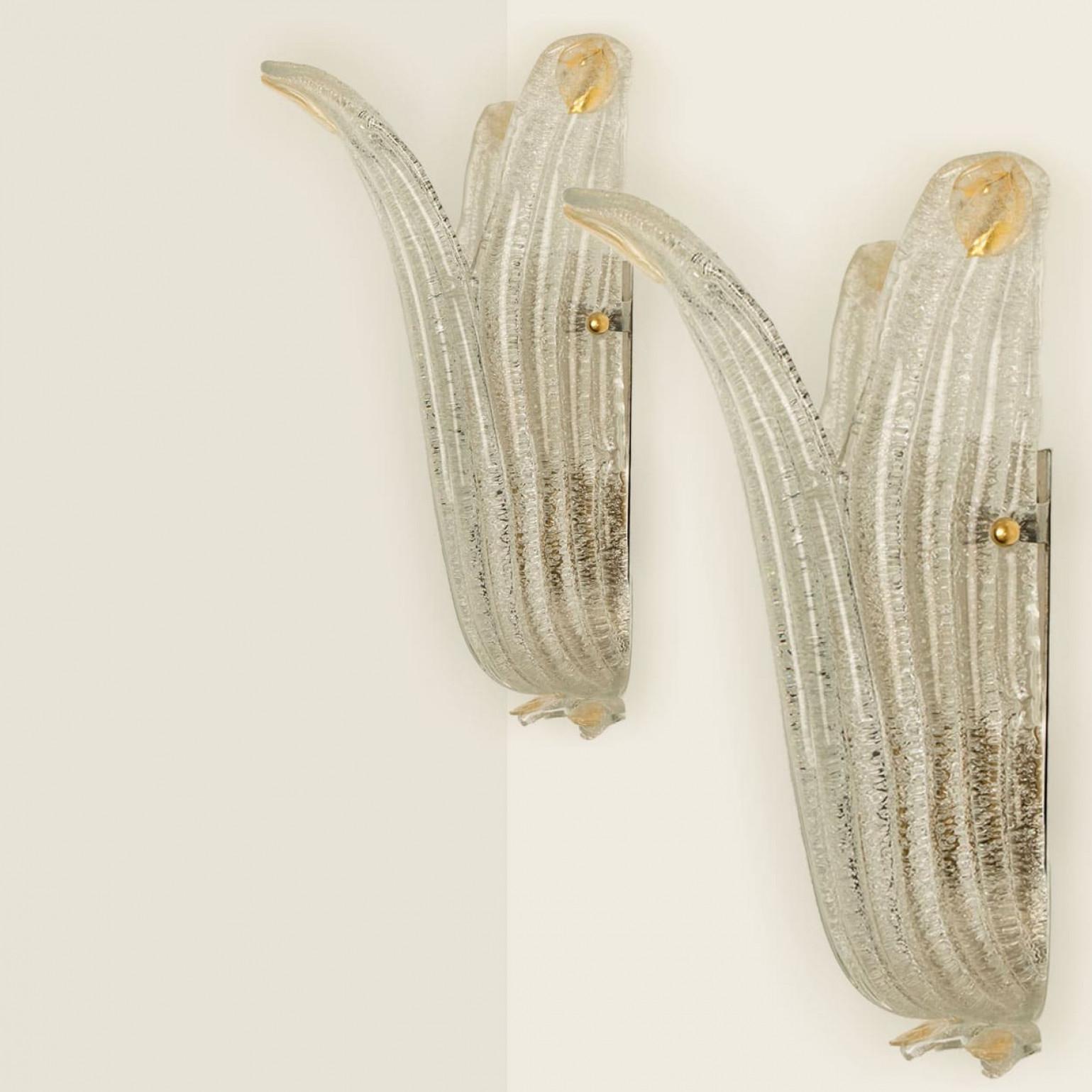 Coppia di lampade da parete in vetro di Murano nello stile di Barovier&Toso, Italia 1970 in vendita 7