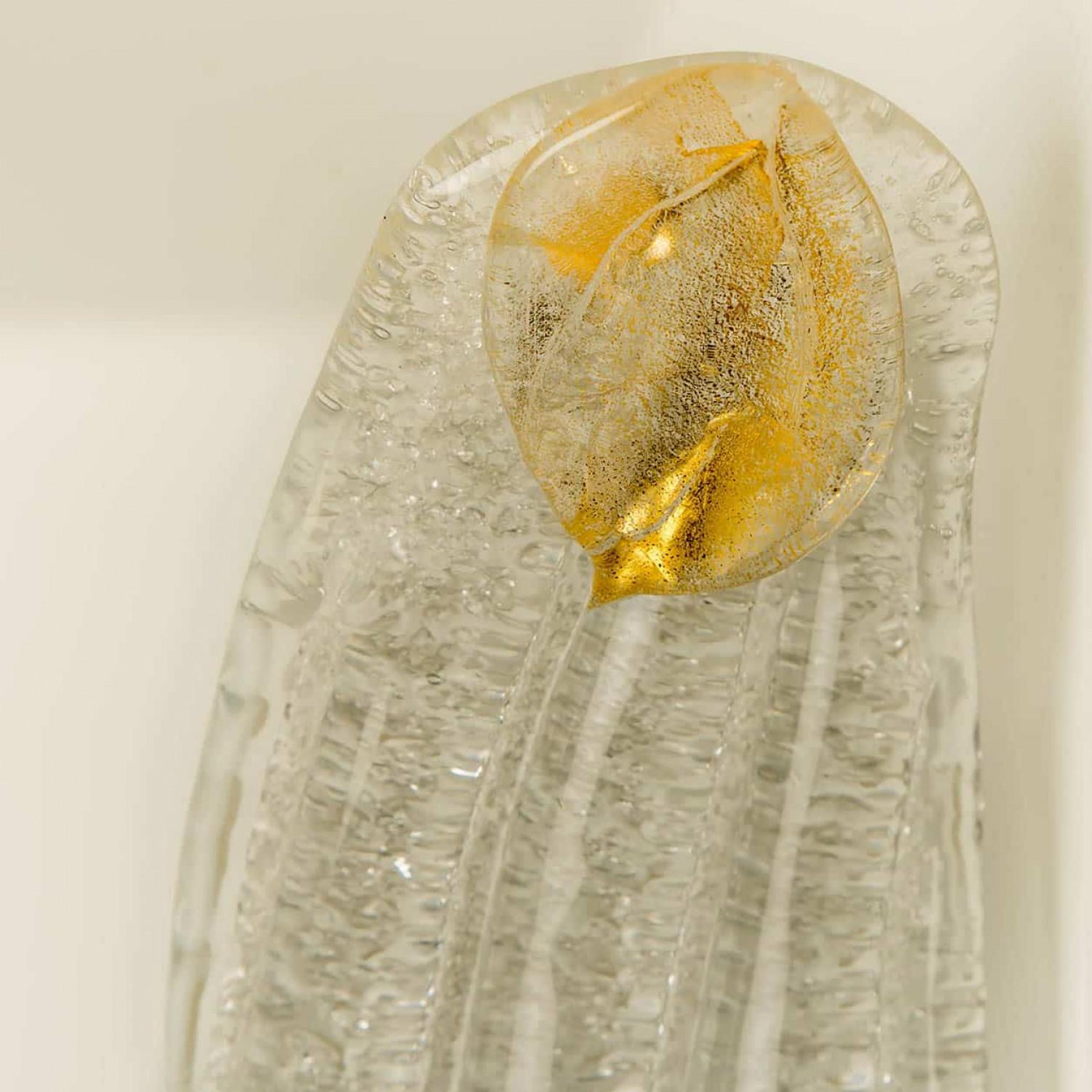 Italian Pair of Murano Glass and Wall Sconces in Style of Barovier & Toso, Italy 1970 For Sale