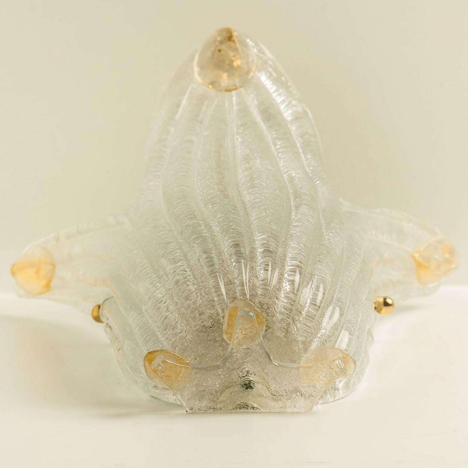 Pair of Murano Glass and Wall Sconces in Style of Barovier & Toso, Italy 1970 In Good Condition For Sale In Rijssen, NL