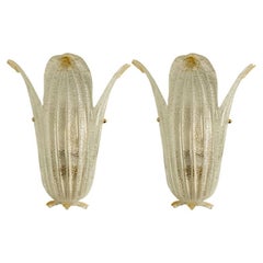 Pair of Murano Glass and Wall Sconces in Style of Barovier 
Toso, Italy 1970