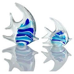 Paire de sculptures en verre de Murano représentant des poissons-anges, Italie, années 1960-1970