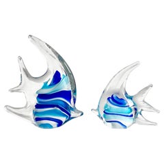 Paire de sculptures en verre de Murano représentant des poissons-anges, Italie, années 1960-1970