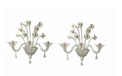 Coppia di appliques in vetro di Murano di Napoleone Martinuzzi per Venini