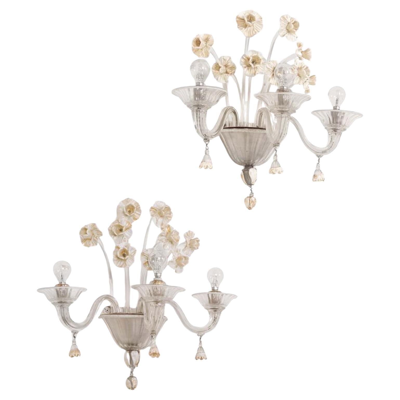 Pair of Murano Glass Appliques by Napoleone Martinuzzi for Venini For Sale