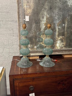 Paire de lampes en verre de Murano en forme de boule d'eau