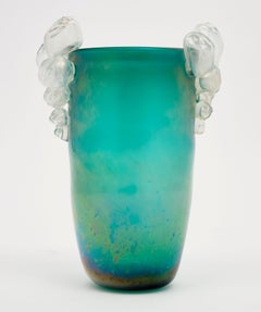 Pair of Murano Glass Aqua Bubble Vases