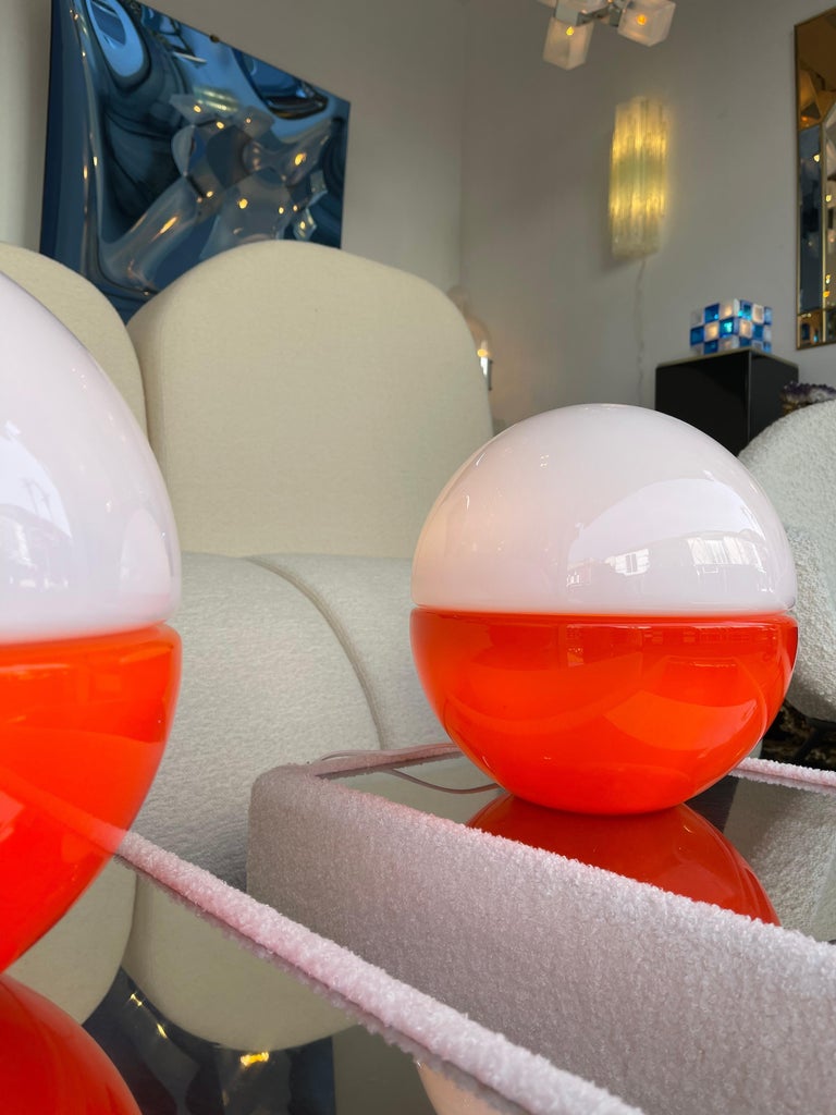 Pair of Murano Glass Ball Lamps by Mazzega, Italy, 1970s For Sale 2