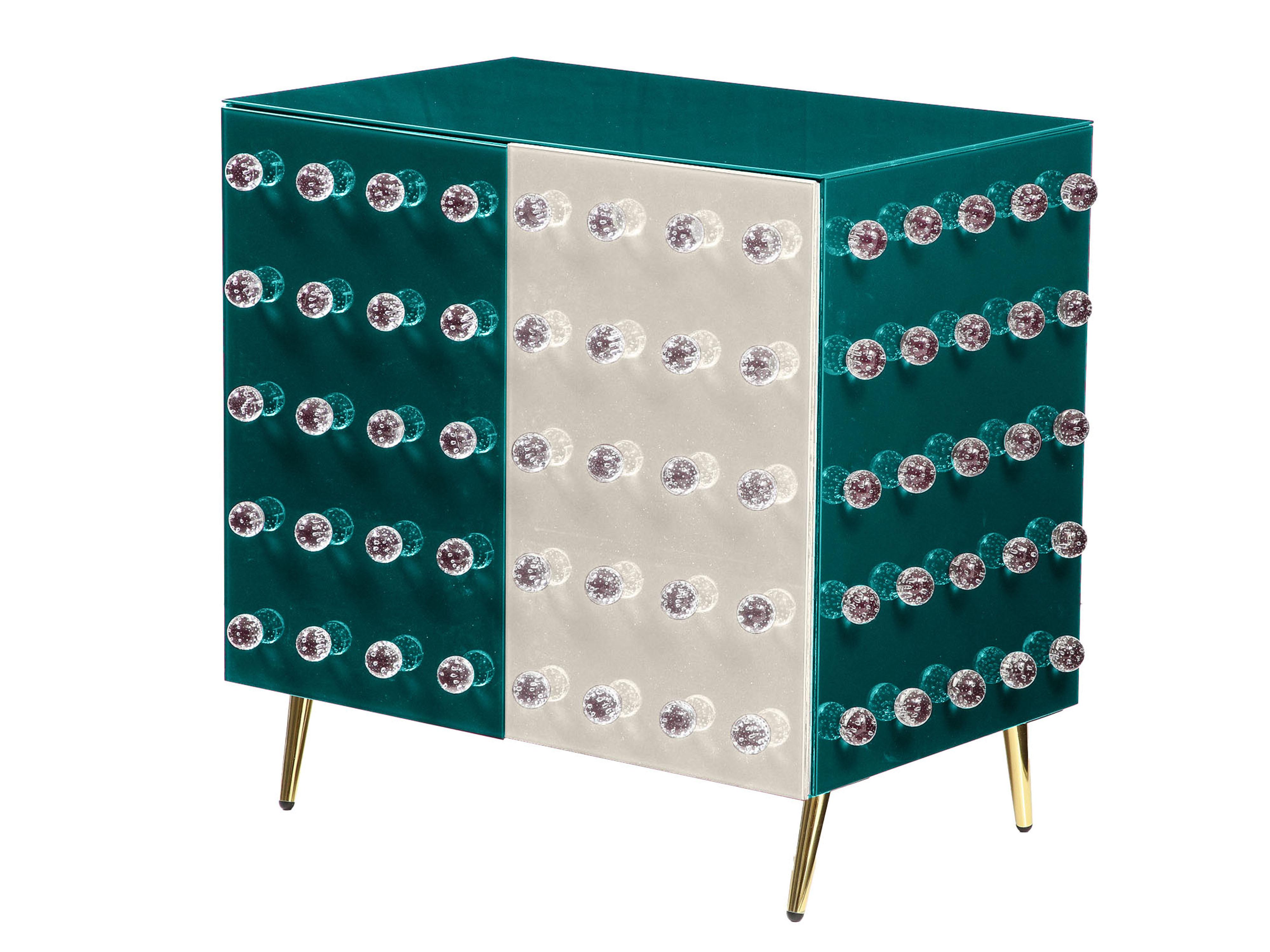Mid-Century Modern Pair of Murano Glass Bar Cabinet White & Blue Made in Italy Available For Sale