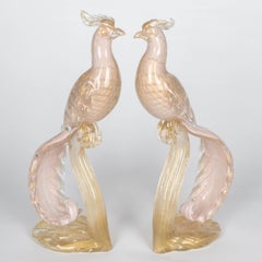 Pair of Murano Glass Barbini Birds of Paradise