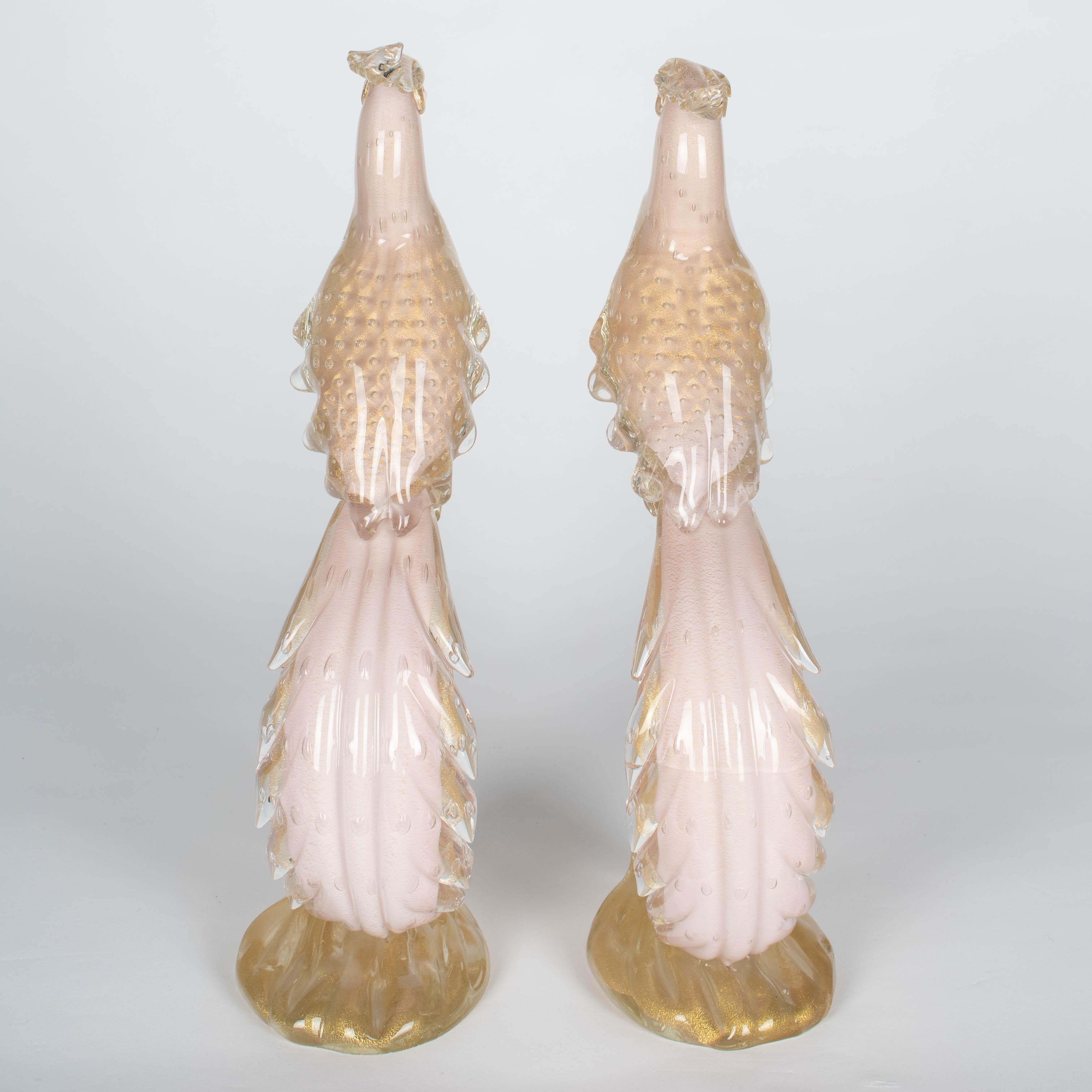 Hand-Crafted Pair of Murano Glass Barbini Birds of Paradise For Sale
