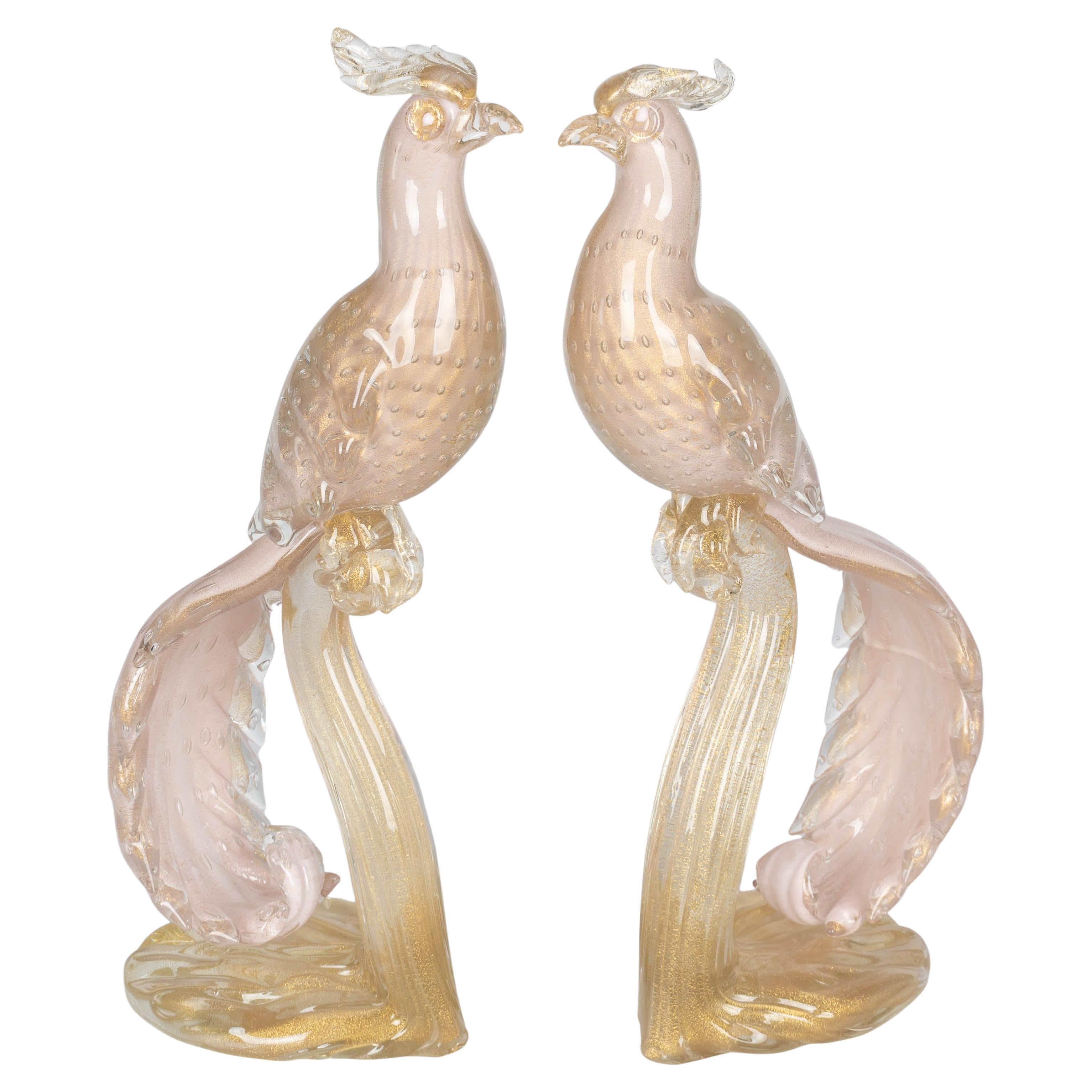 Pair of Murano Glass Barbini Birds of Paradise