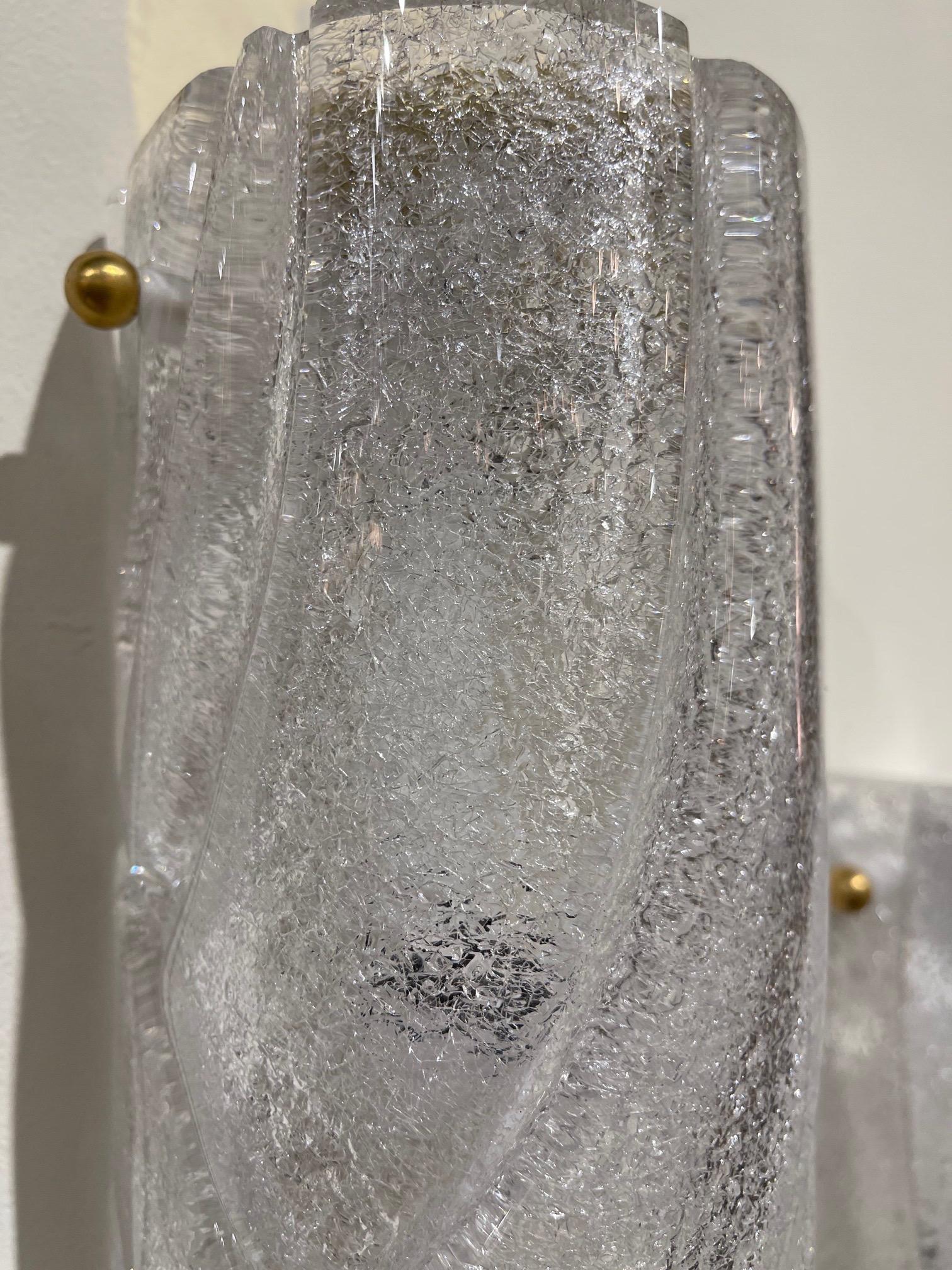 Pair of Murano Glass Barrel Sconces with Frosted Glass For Sale 1