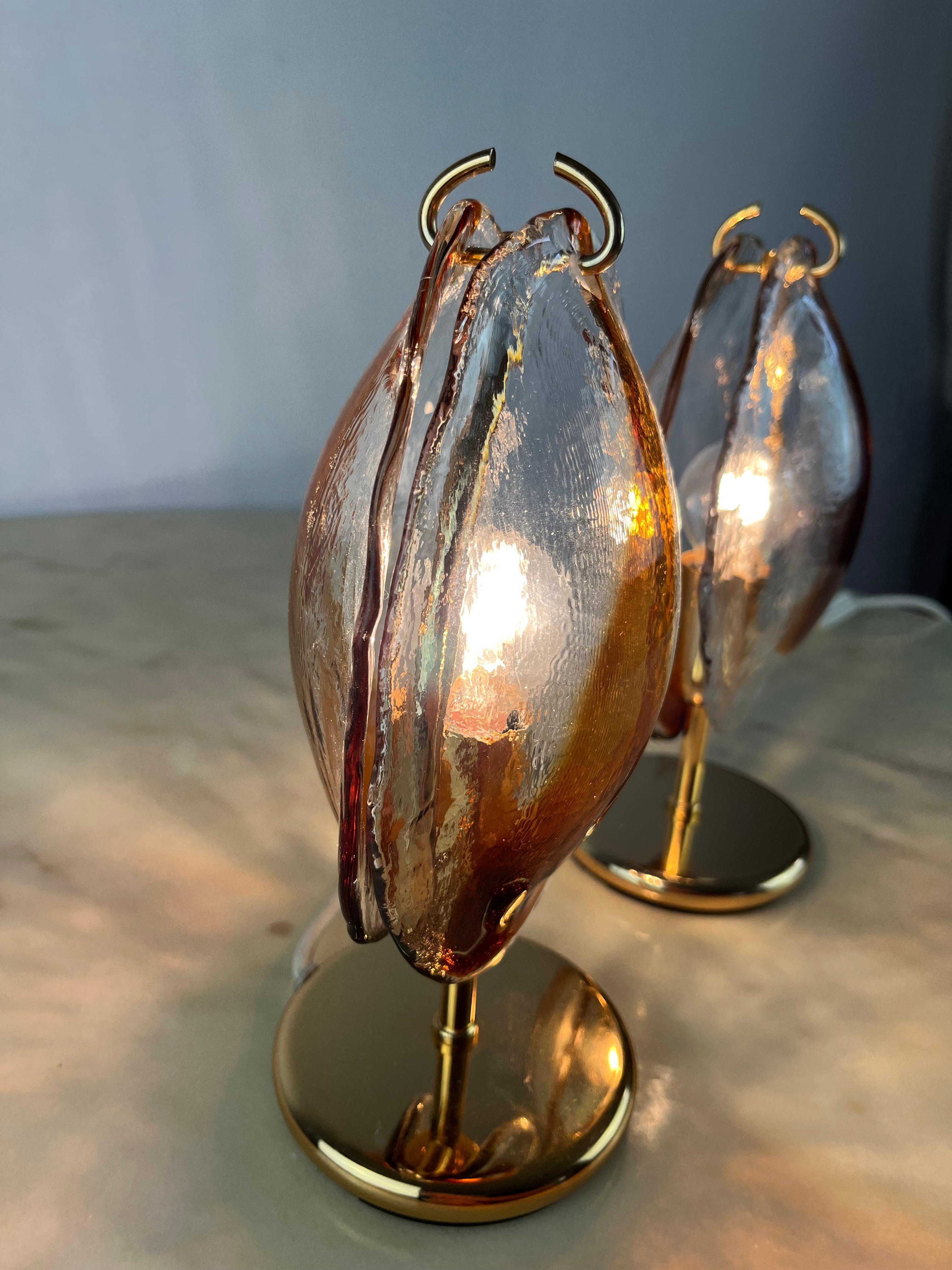 Pair of Murano Glass Bedside Lamps, Italy, 1980s 3