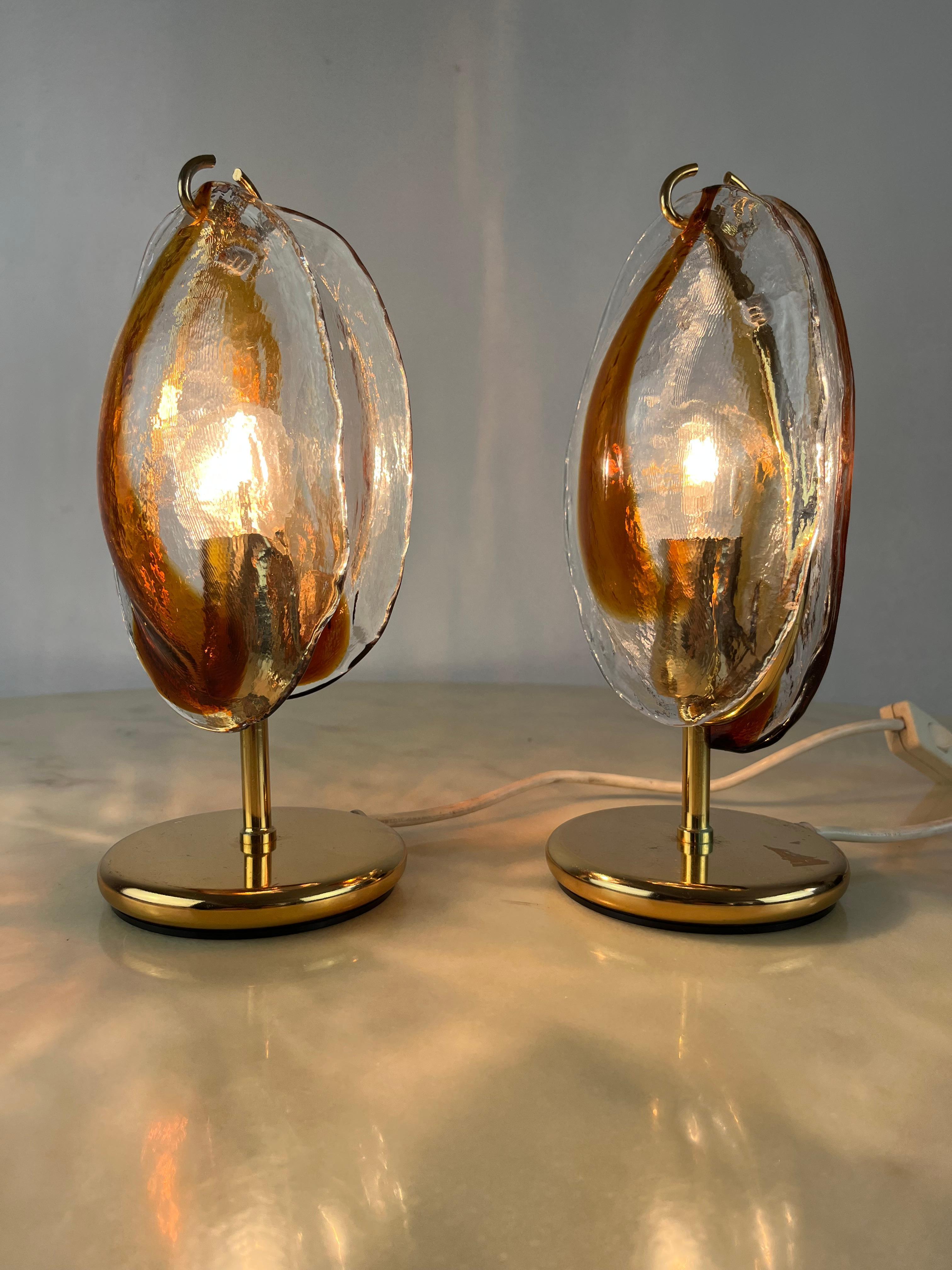 Italian Pair of Murano Glass Bedside Lamps, Italy, 1980s
