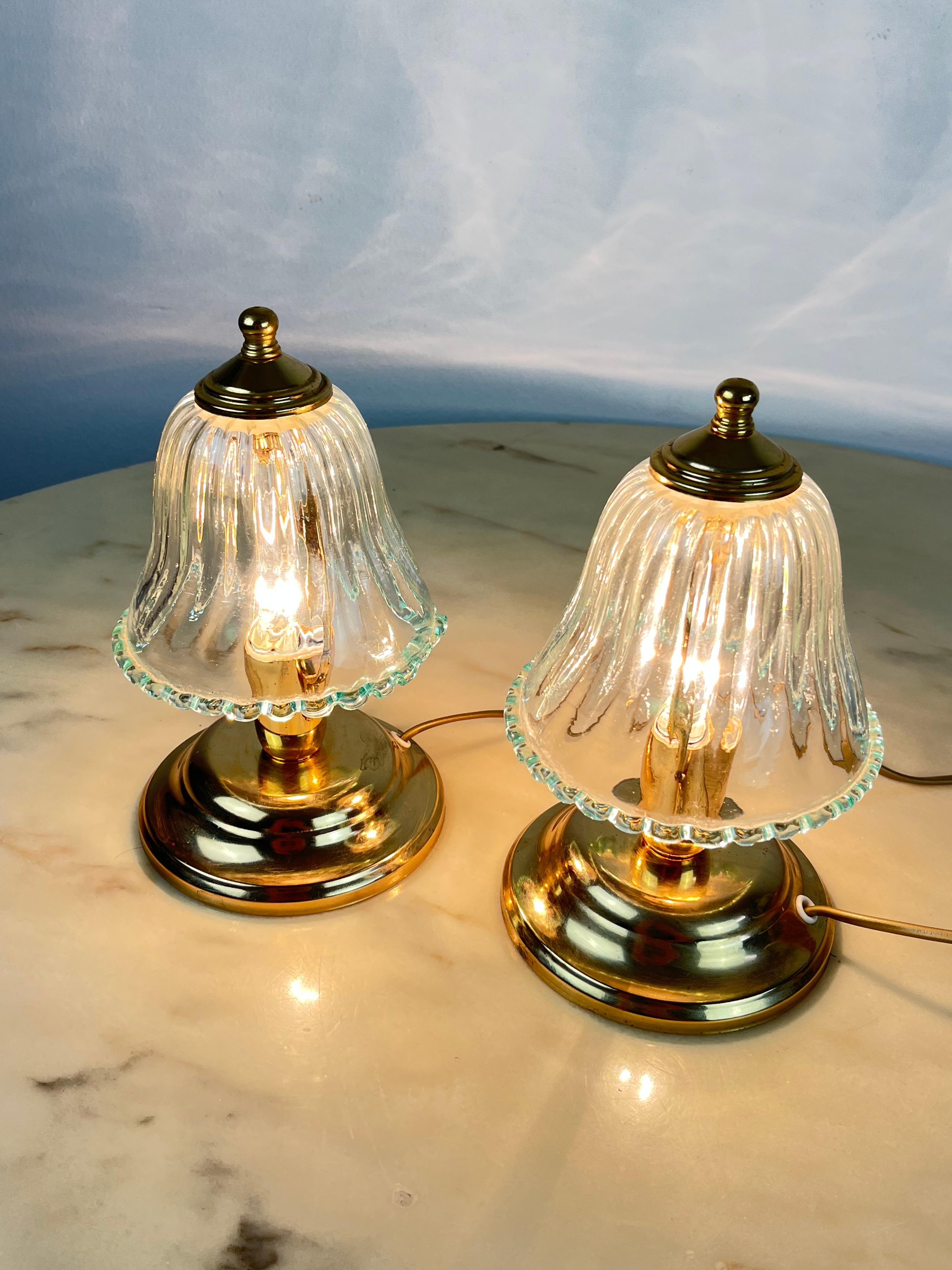 Other Pair of Murano Glass Bedside Lamps, Italy, 1980s For Sale