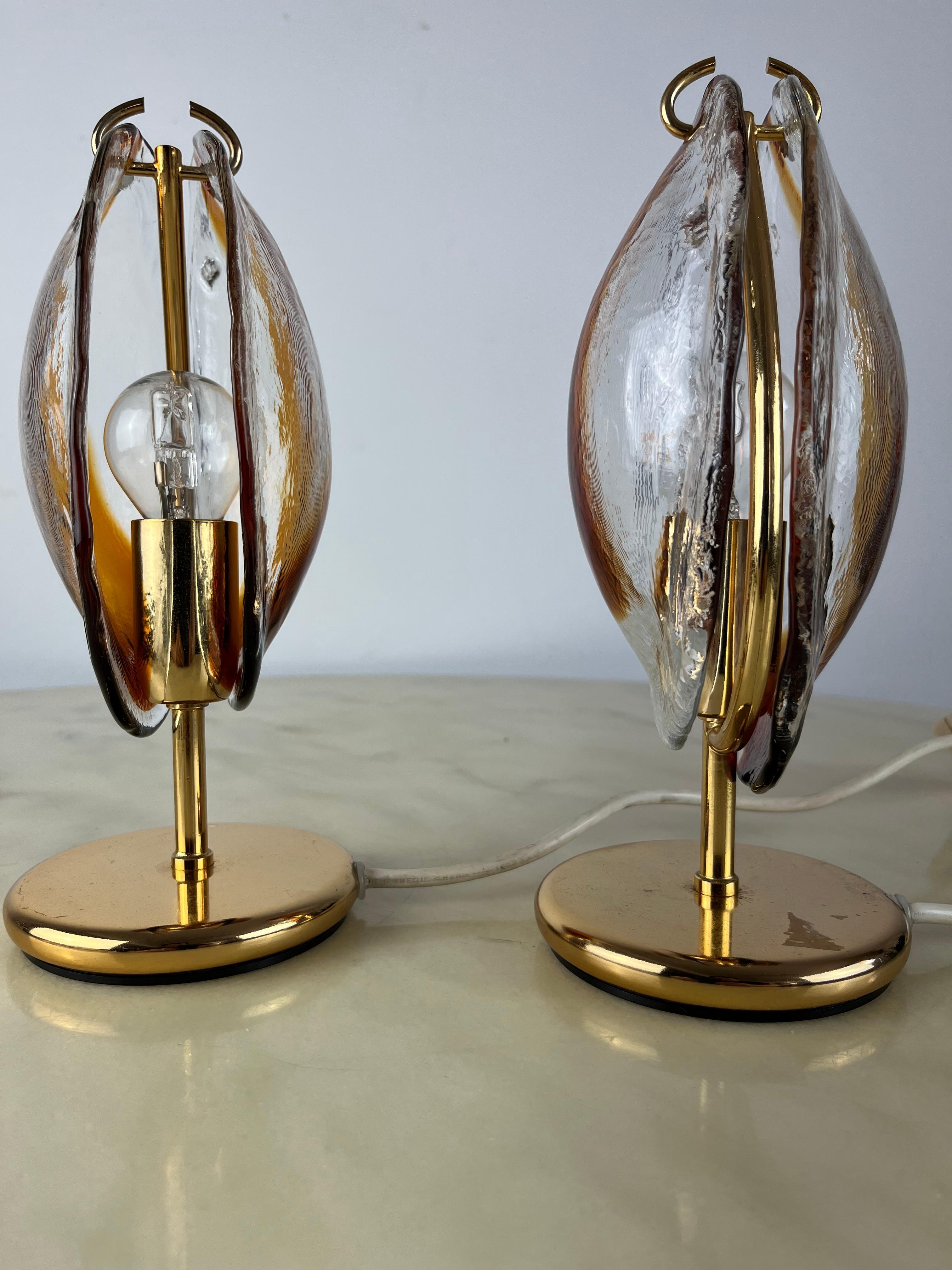 Pair of Murano Glass Bedside Lamps, Italy, 1980s In Good Condition In Palermo, IT