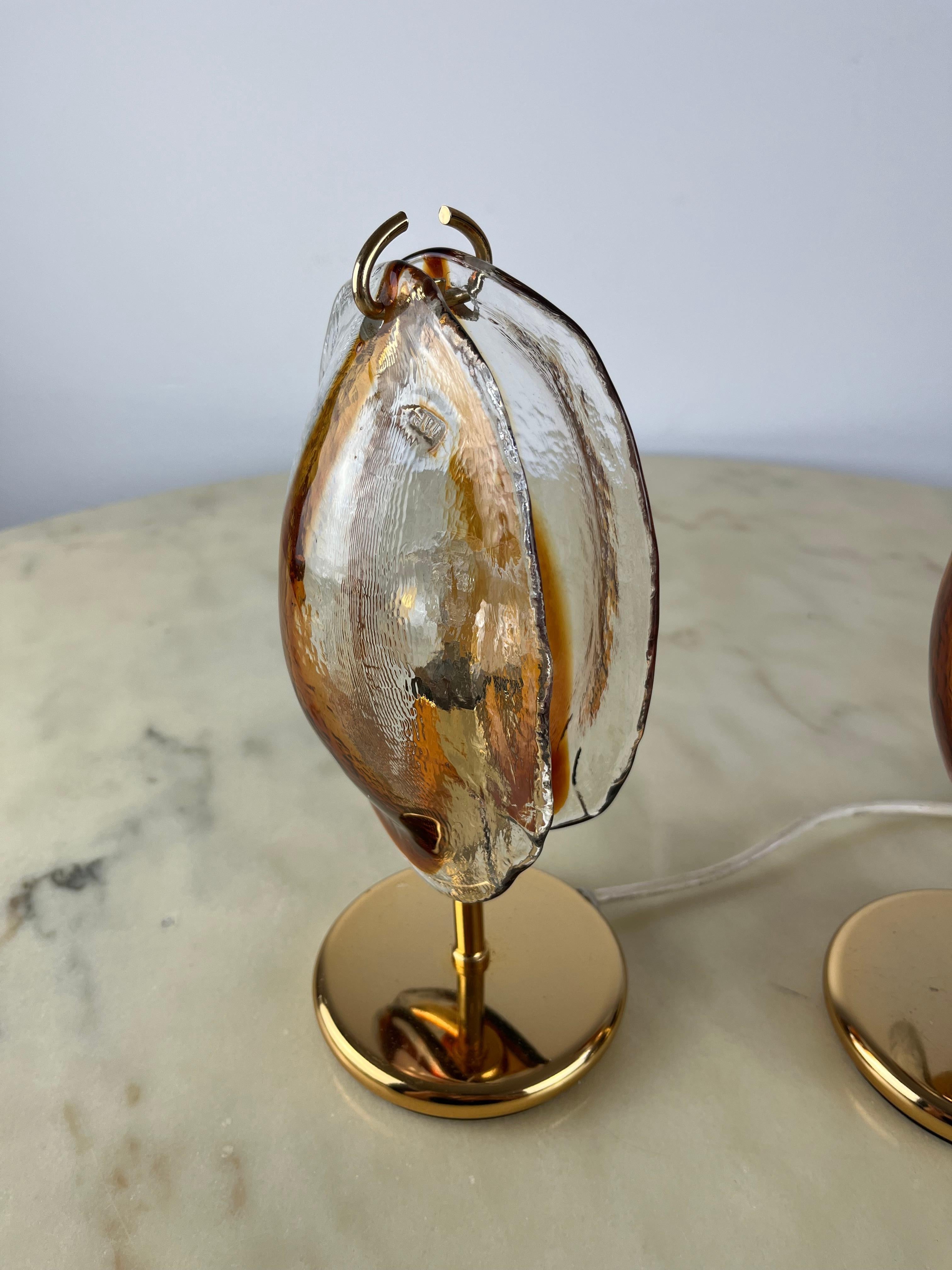 Late 20th Century Pair of Murano Glass Bedside Lamps, Italy, 1980s