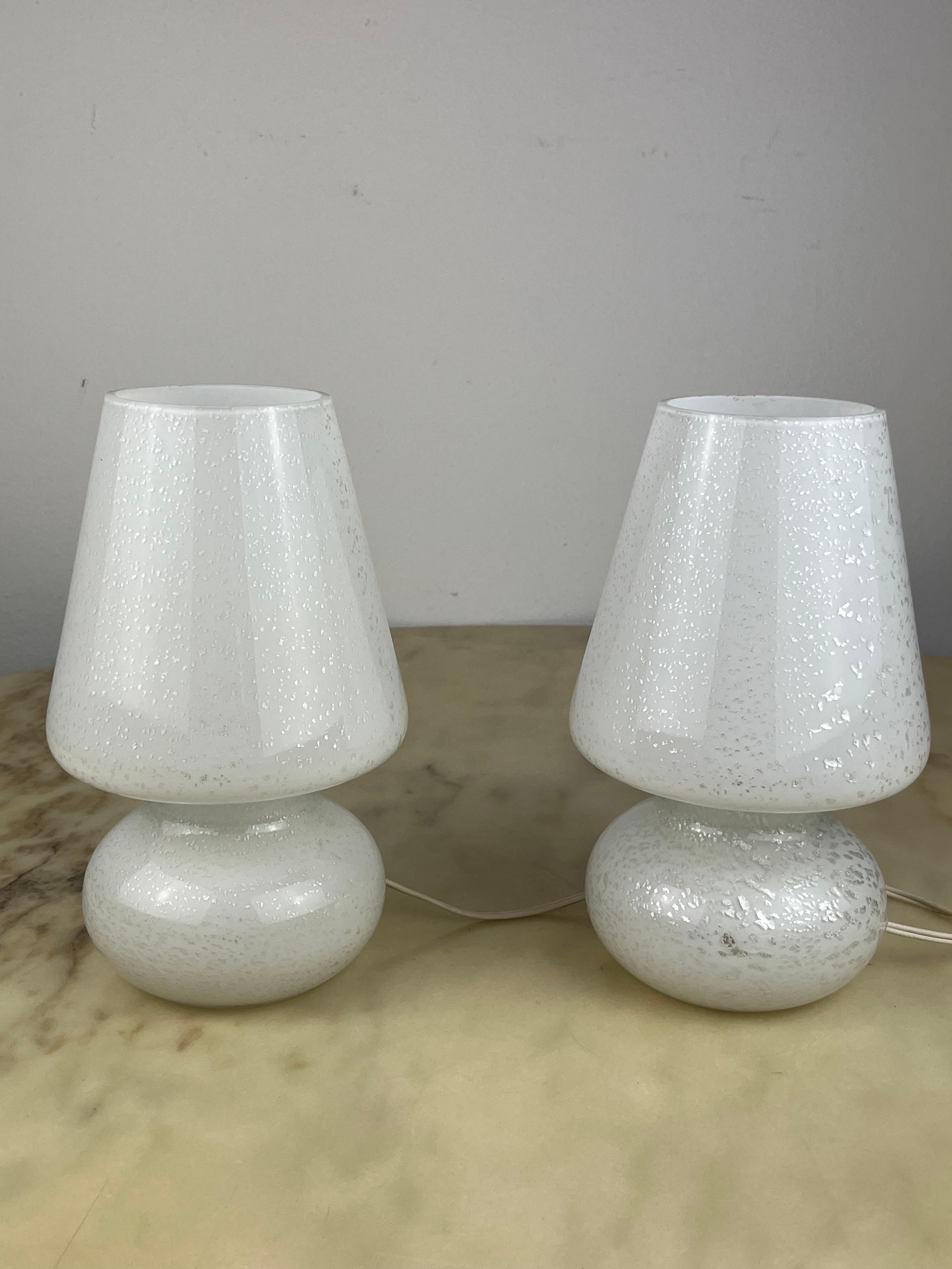 Pair of Murano Glass Bedside Lamps, Italy, 1980s For Sale 1