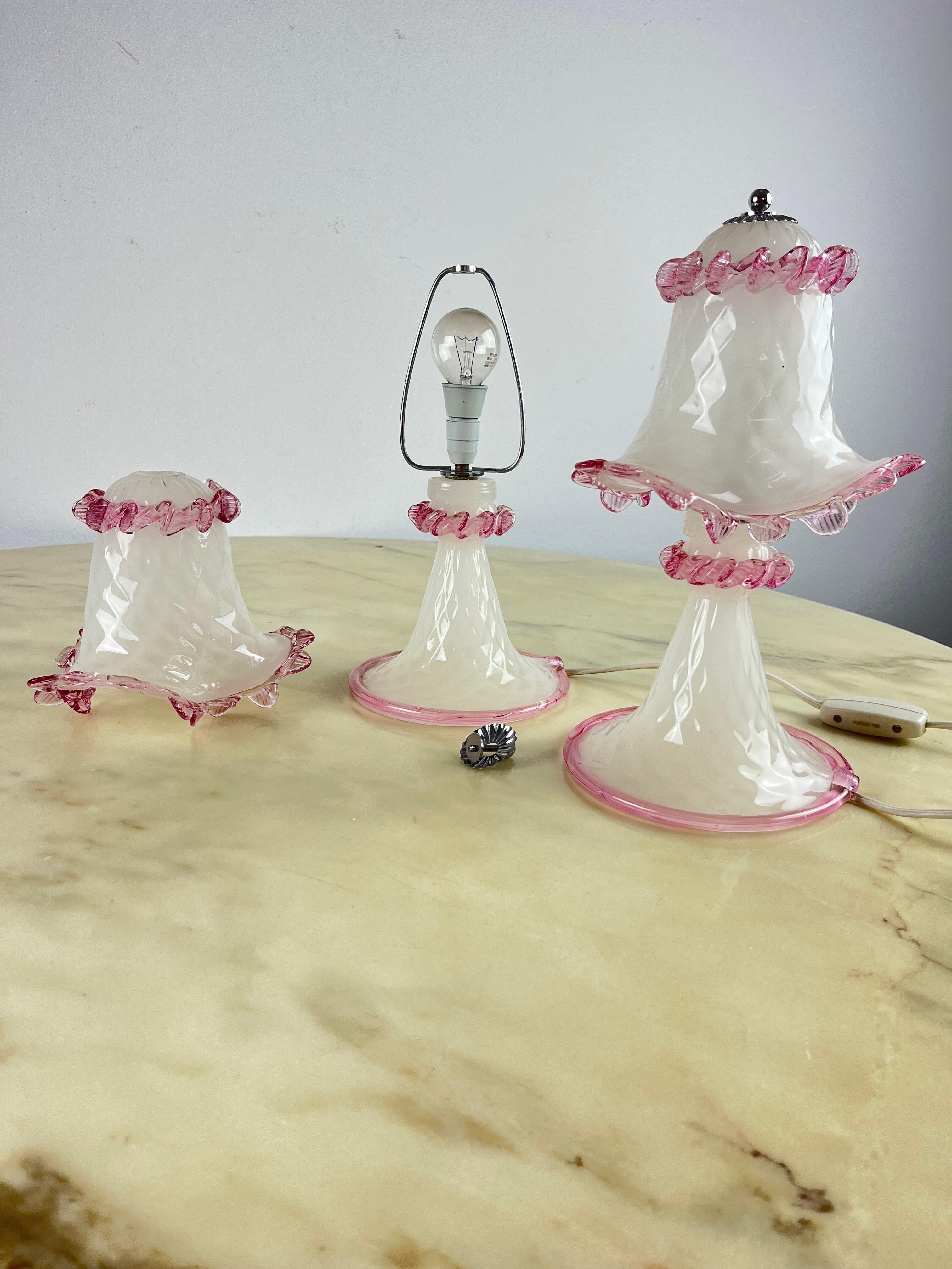 Pair of Murano Glass Bedside Lamps, Italy, 1980s For Sale 2