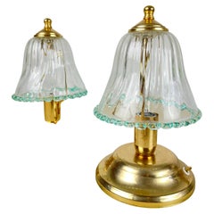 Retro Pair of Murano Glass Bedside Lamps, Italy, 1980s