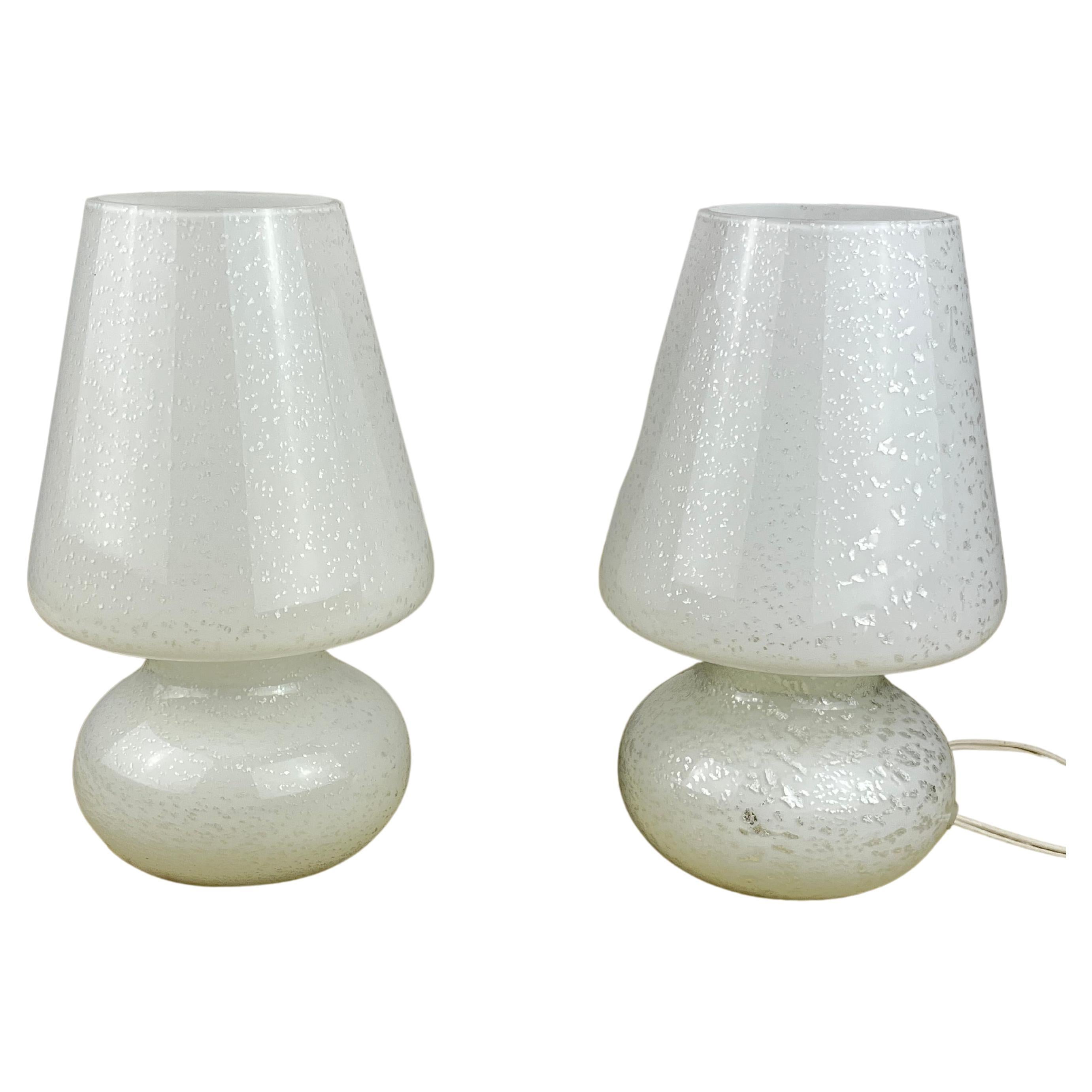 Pair of Murano Glass Bedside Lamps, Italy, 1980s For Sale