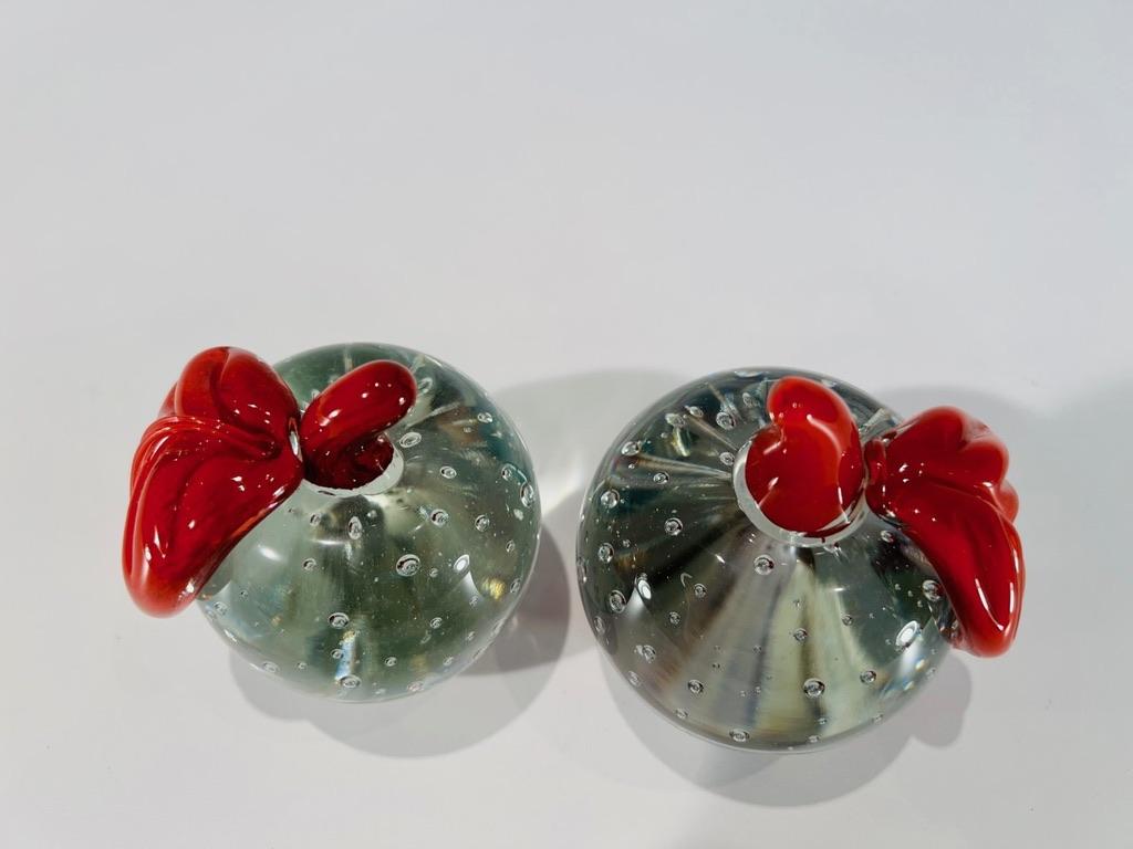 Other Pair of Murano glass bicolor apples with bulicante. For Sale