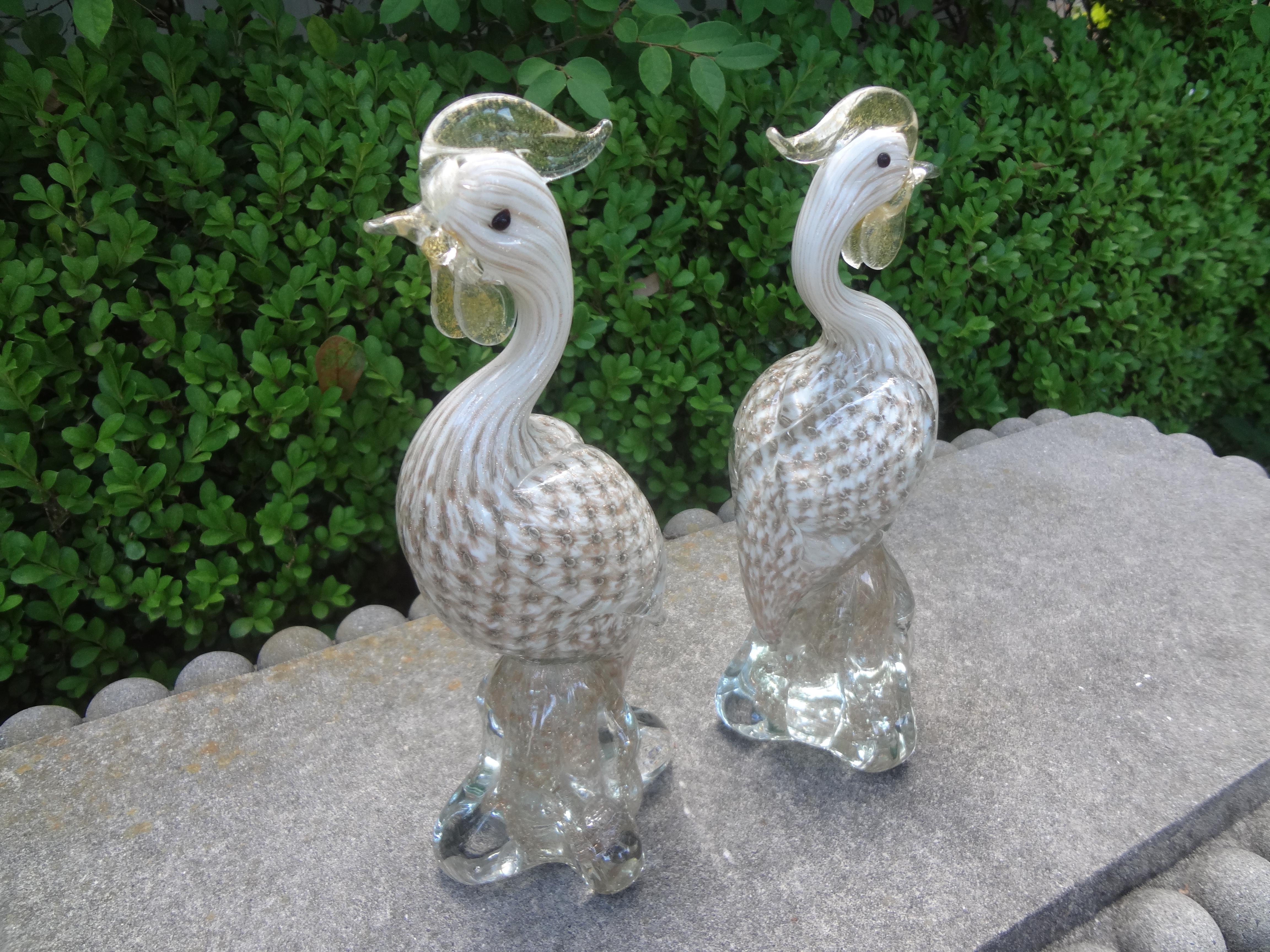 Pair of Murano Glass Birds Attributed to Archimede Seguso For Sale 4