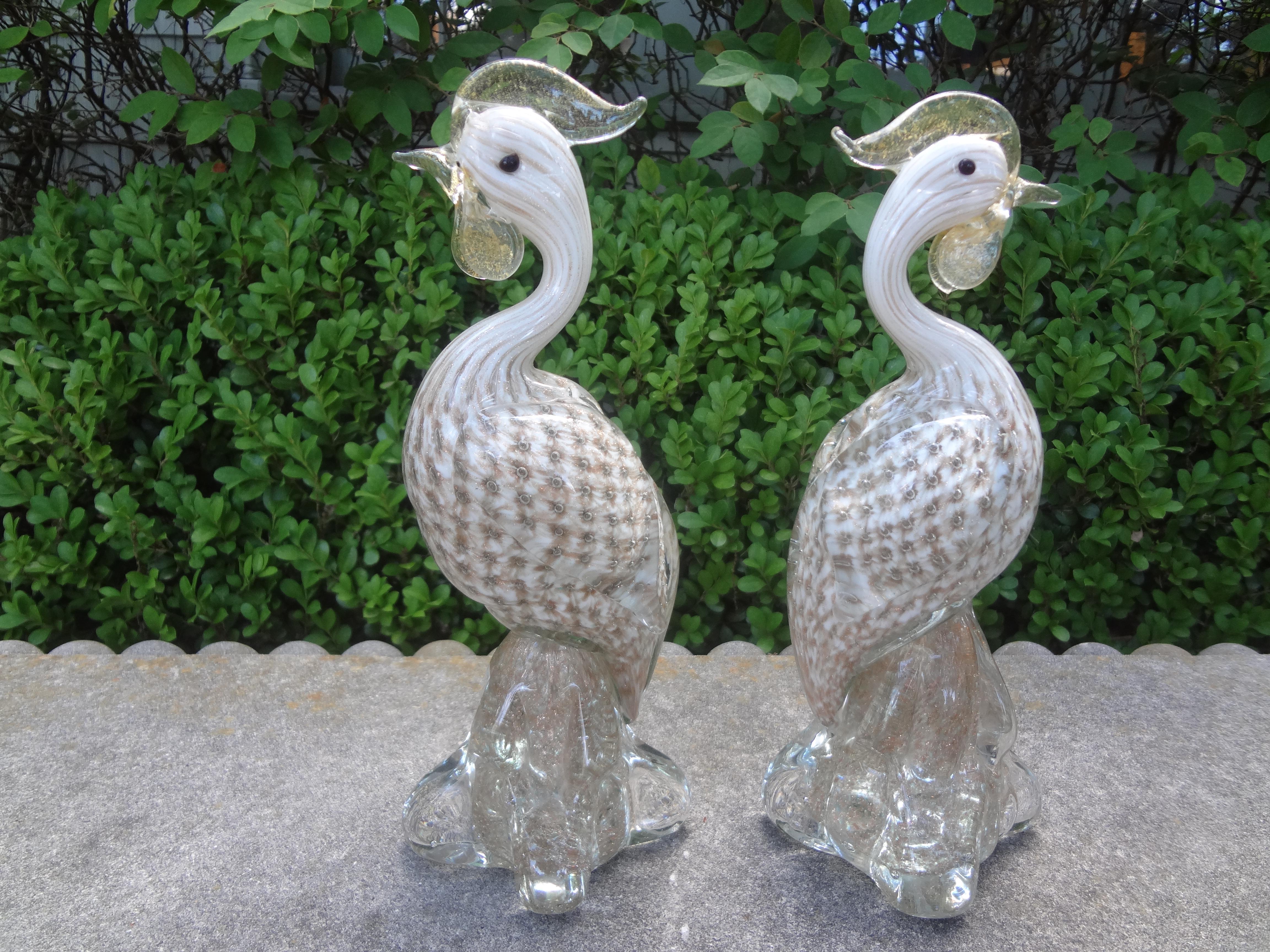 Pair of Murano Glass Birds Attributed to Archimede Seguso For Sale 2
