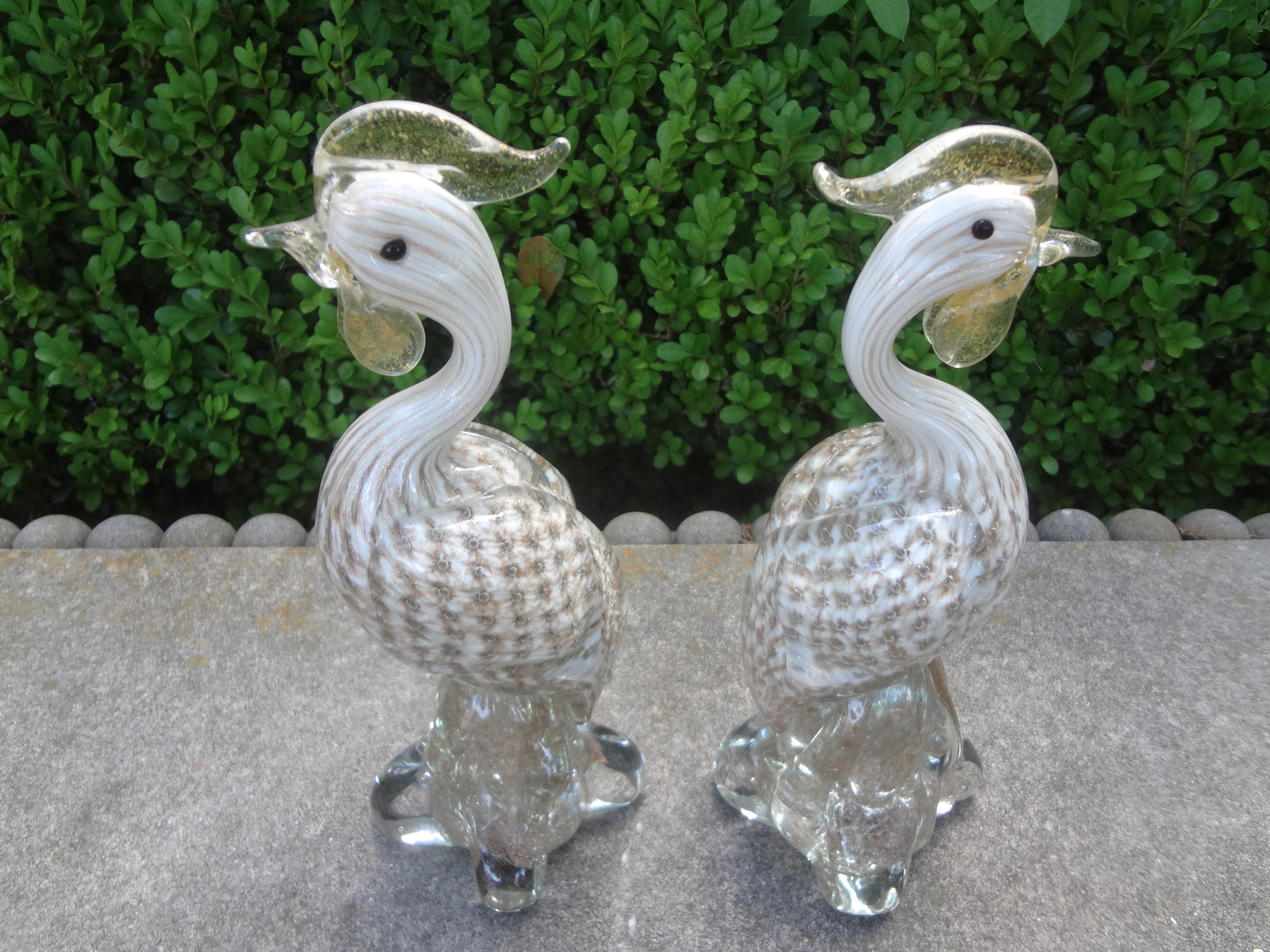 Pair of Murano Glass Birds Attributed to Archimede Seguso For Sale 3