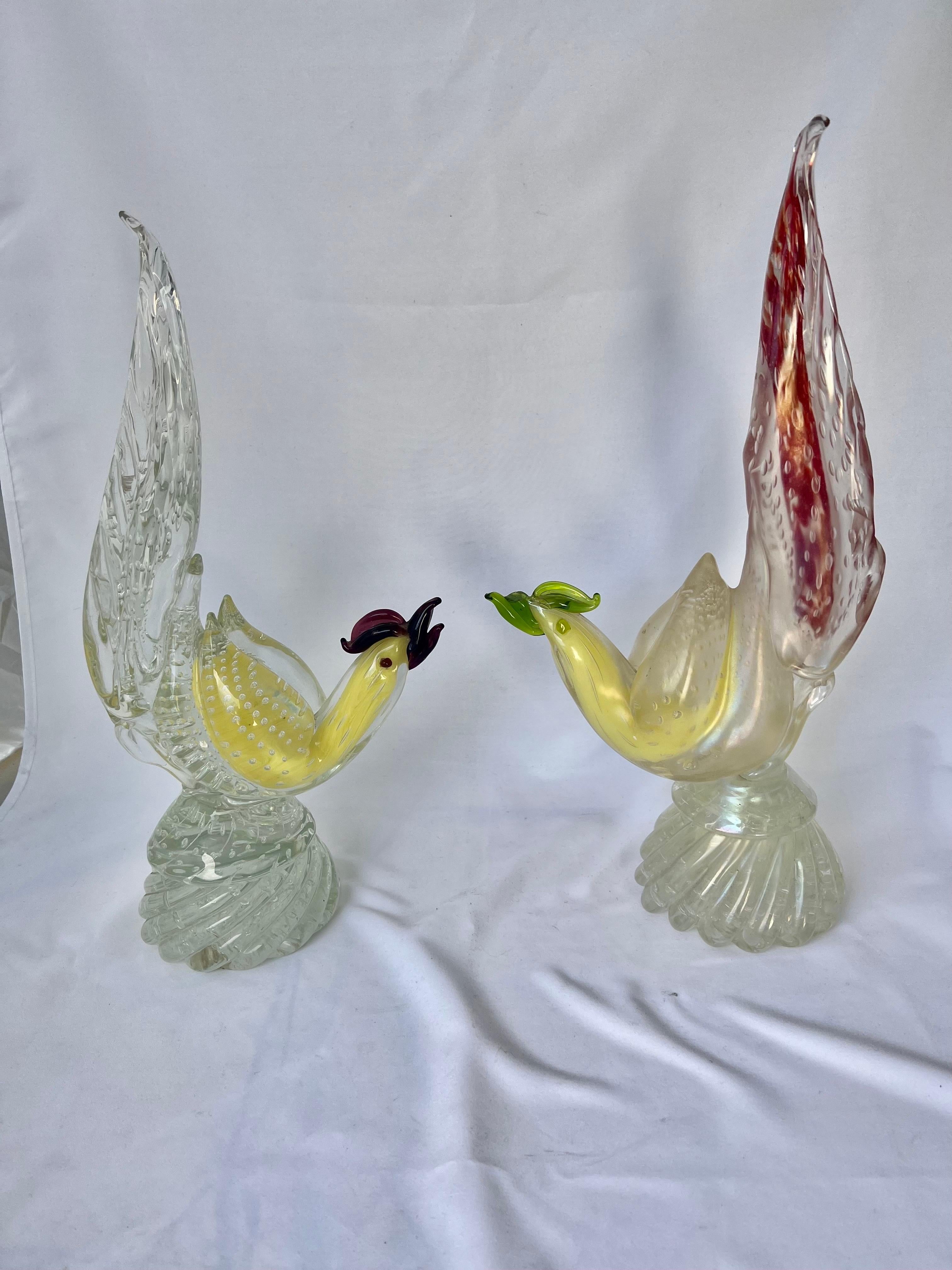 Mid-Century Modern Pair of Murano Glass Birds-Mid 20th Century