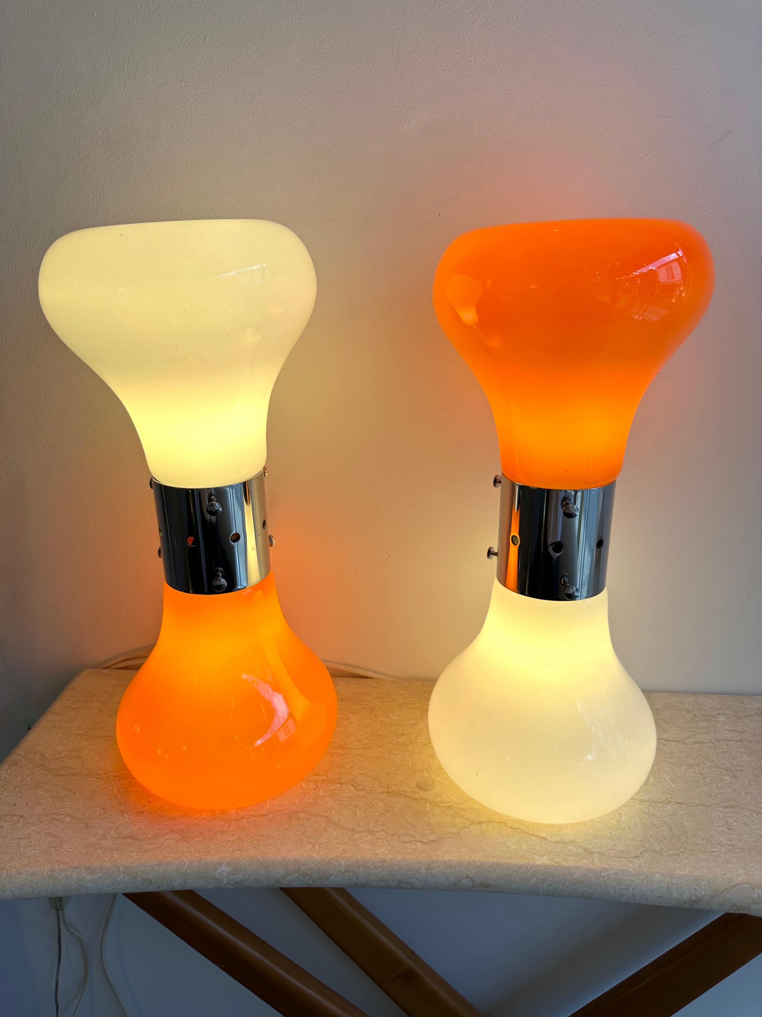 Metallo Coppia di lampade Birillo in vetro di Murano di Carlo Nason per Mazzega, Italia, anni '70 in vendita