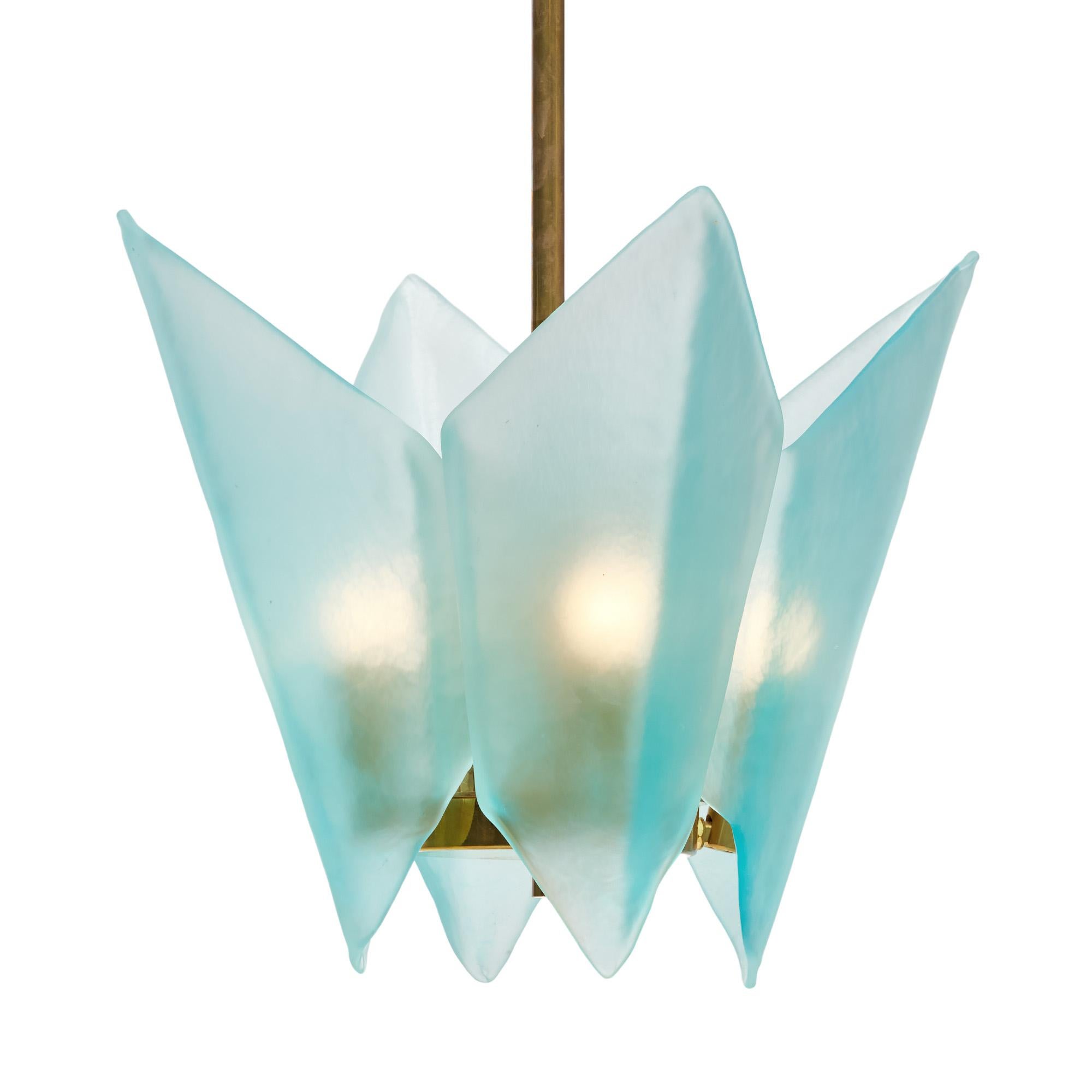 Mid-Century Modern Paire de pendentifs bleus en verre de Murano en vente