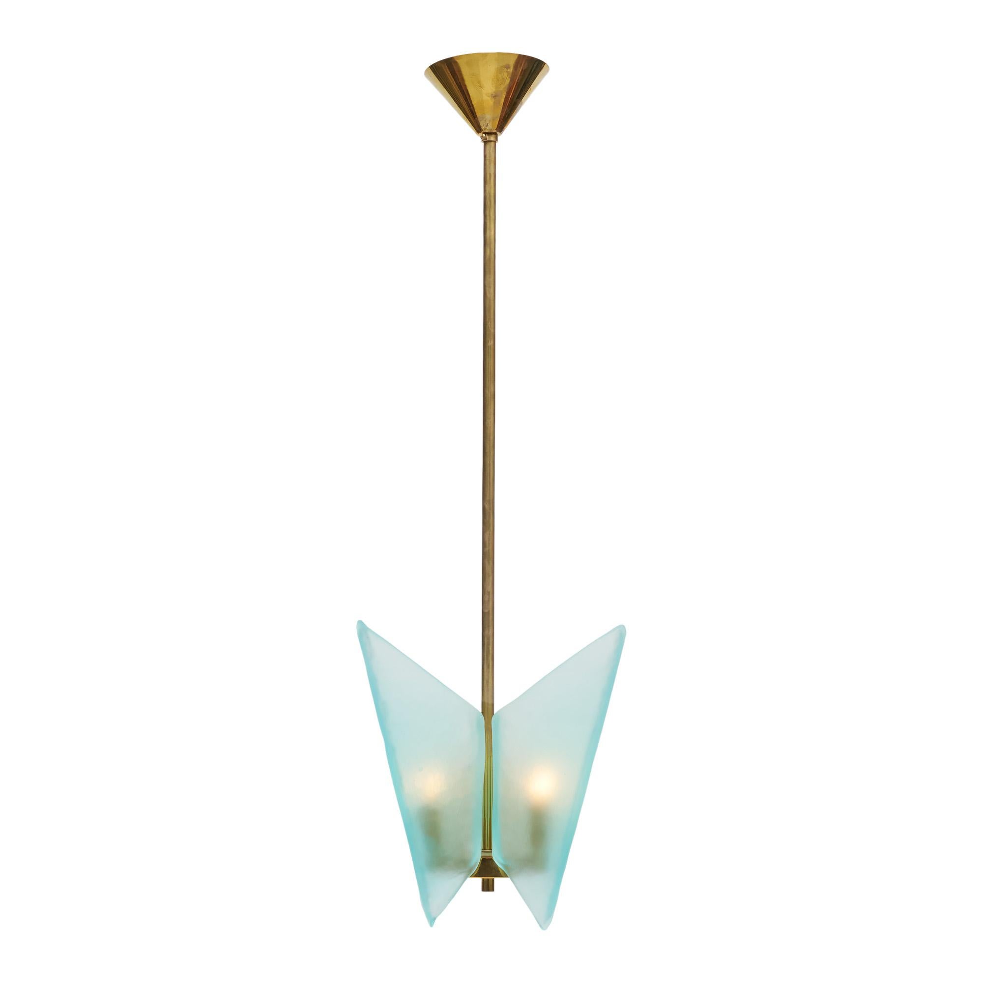 XXIe siècle et contemporain Paire de pendentifs bleus en verre de Murano en vente