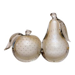 Pair of Murano Glass Bookends Apple and Pear