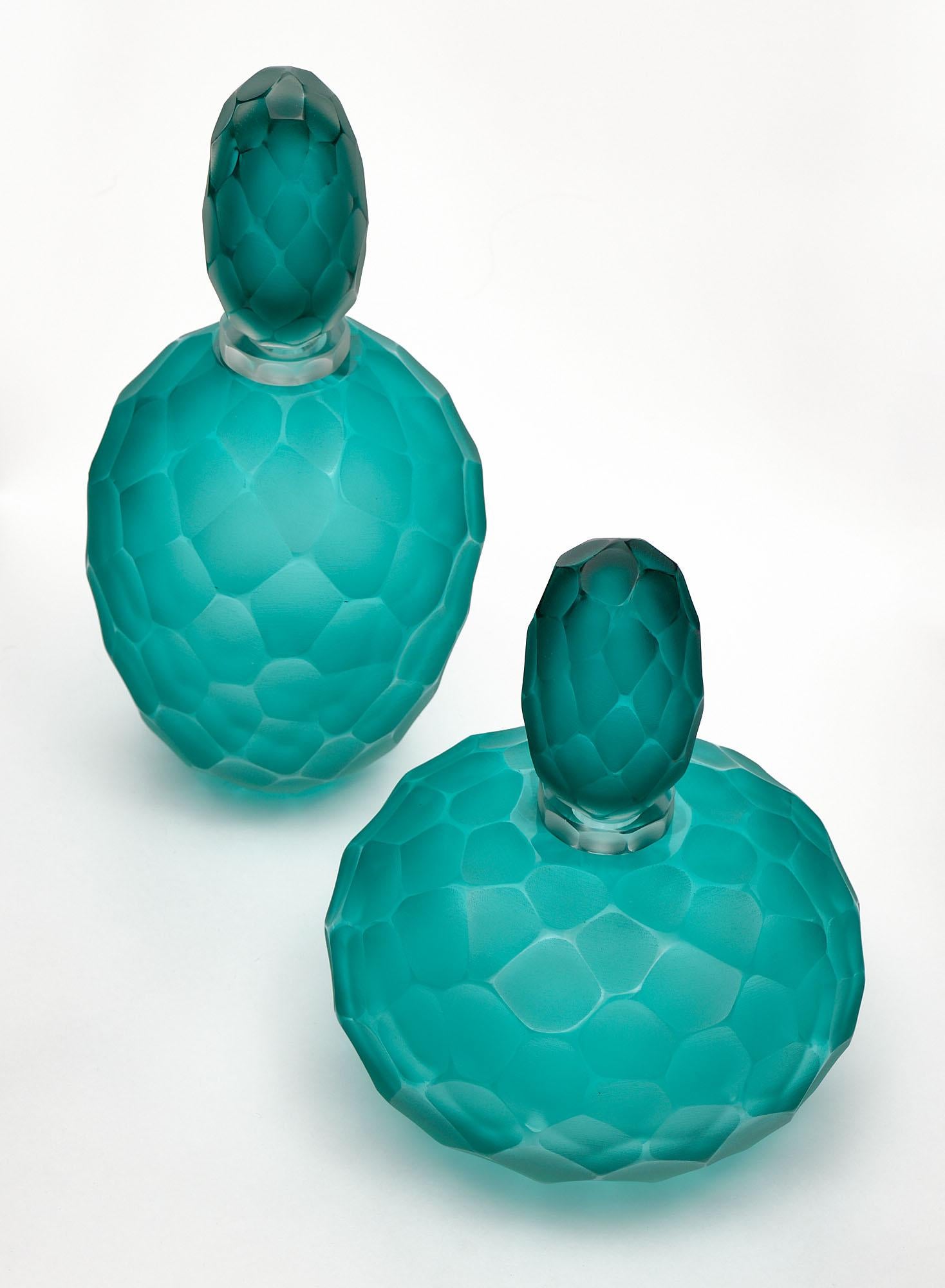 Modern Pair of Murano Glass Bottles