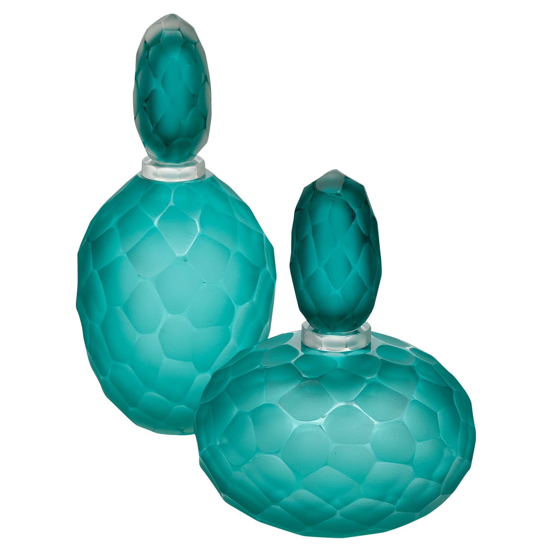 Pair of Murano Glass Bottles For Sale