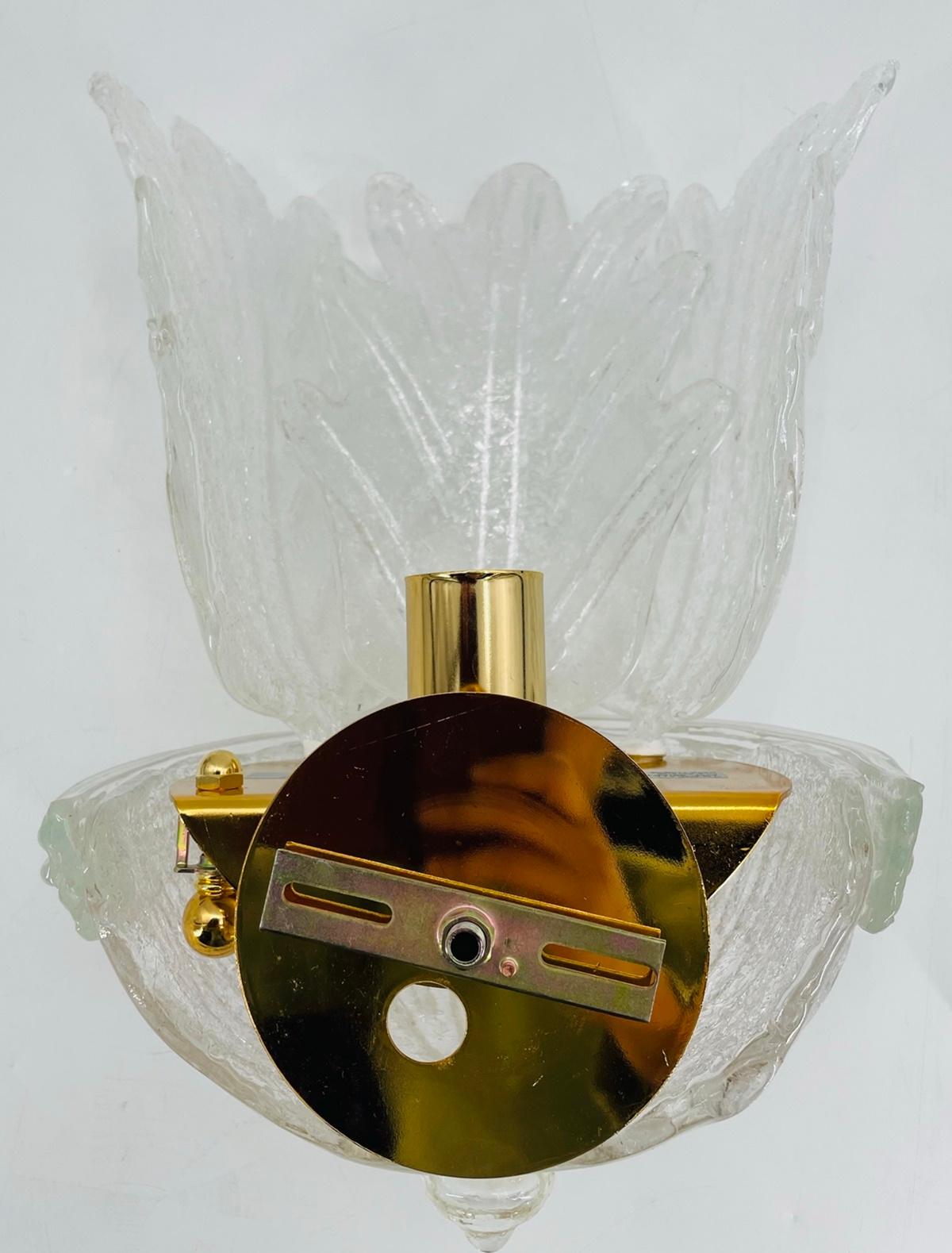 Pair of Murano Glass & Brass Sconces by Italamp S.R.L. Italy 2006 For Sale 6