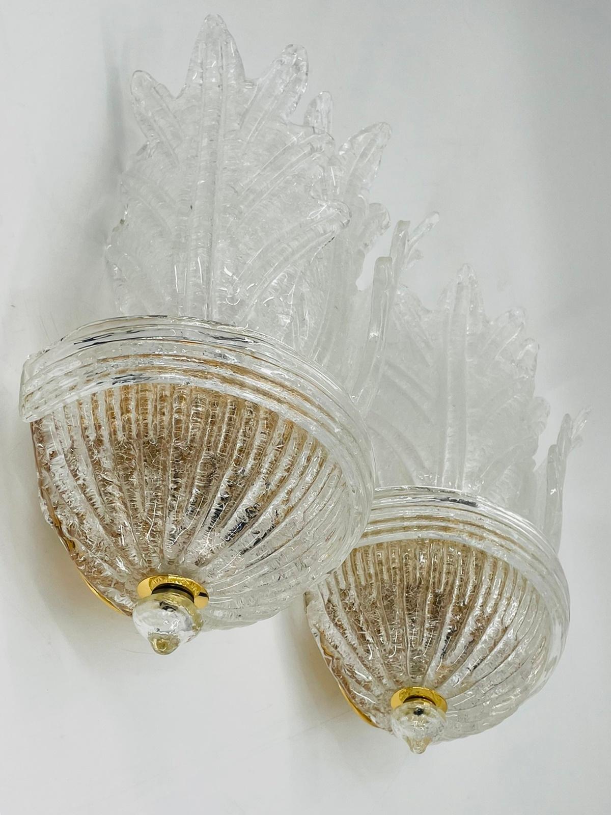 Paire d'appliques en verre de Murano et laiton par Italamp S.R.L., Italie 2006 en vente 7