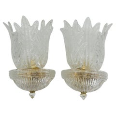Pair of Murano Glass & Brass Sconces by Italamp S.R.L. Italy 2006