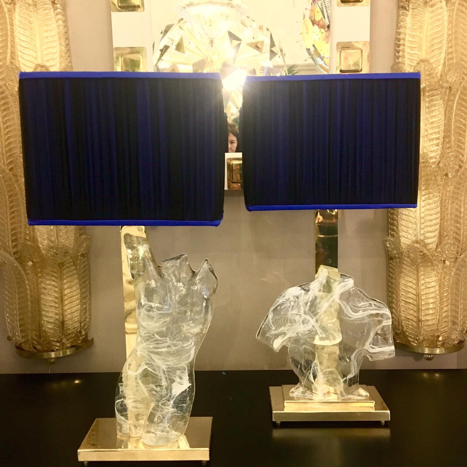 Pair of Murano Glass Busts Table Lamps, 1980s 12