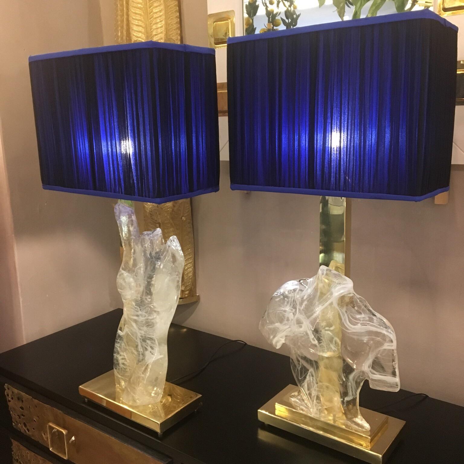 Modern Pair of Murano Glass Busts Table Lamps, 1980s