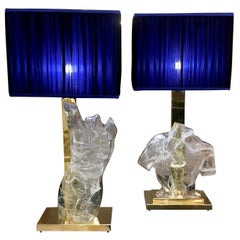 Pair of Murano Glass Busts Table Lamps, 1980s