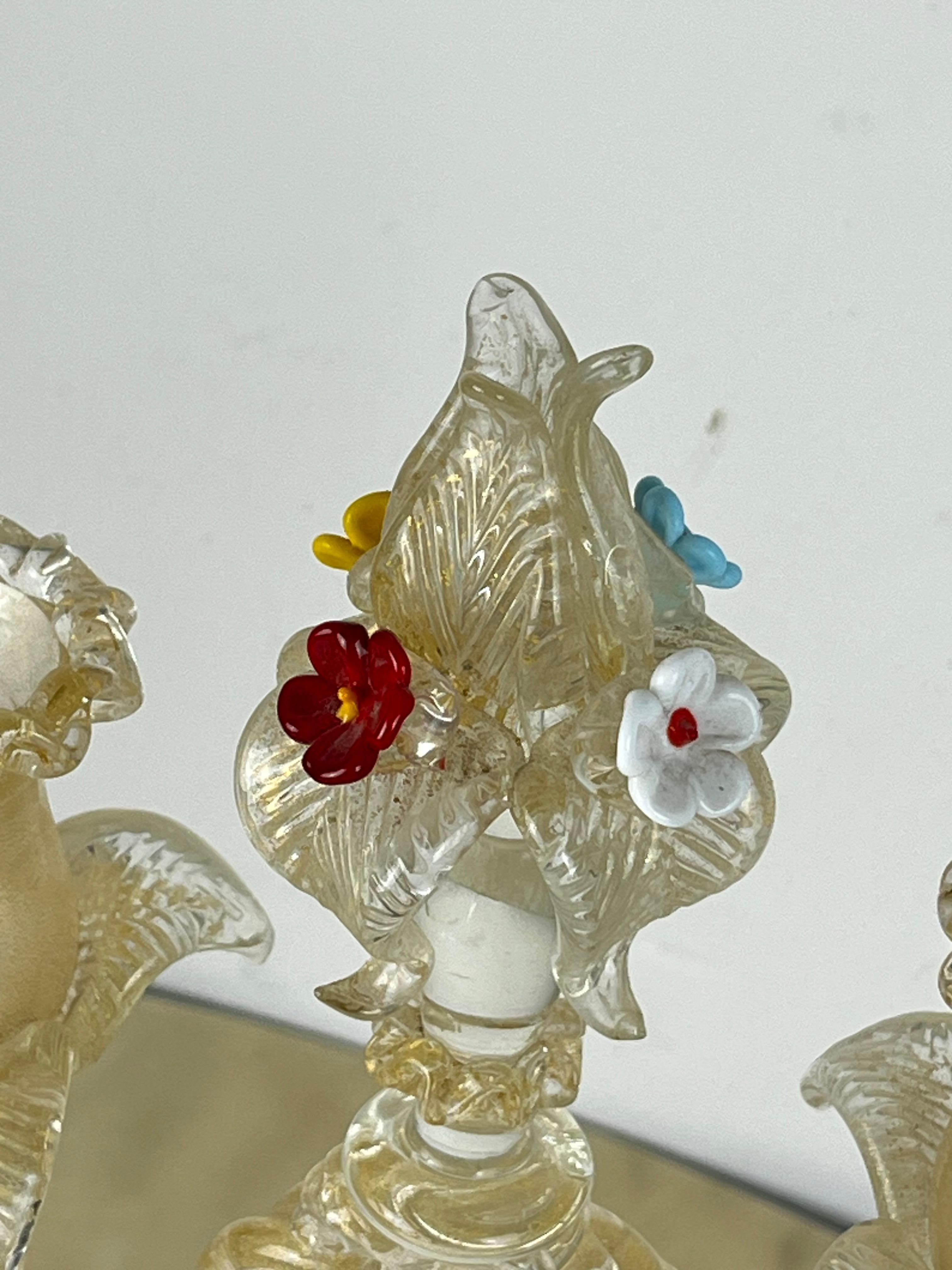 Set Of  2 Barovier & Toso Murano Glass Italian Candelabras 1960s For Sale 7